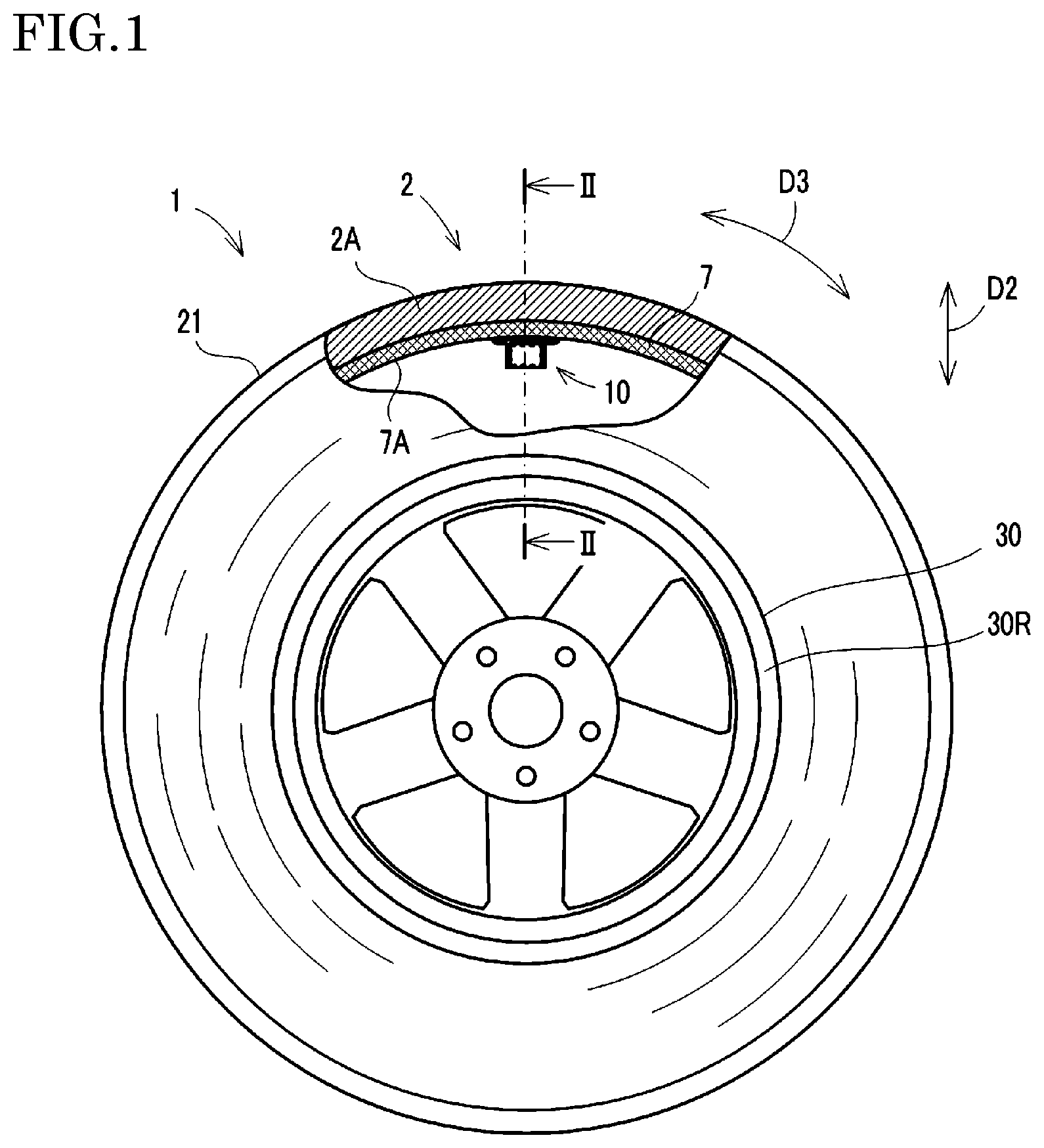 Patent US12304255 Figure 1 – Tire
