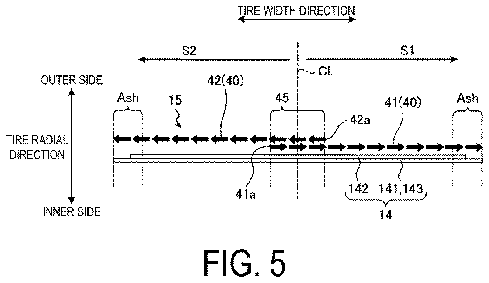 Patent US12304257 Figure 5 – Pneumatic tire and method for manufacturing pneumatic tire