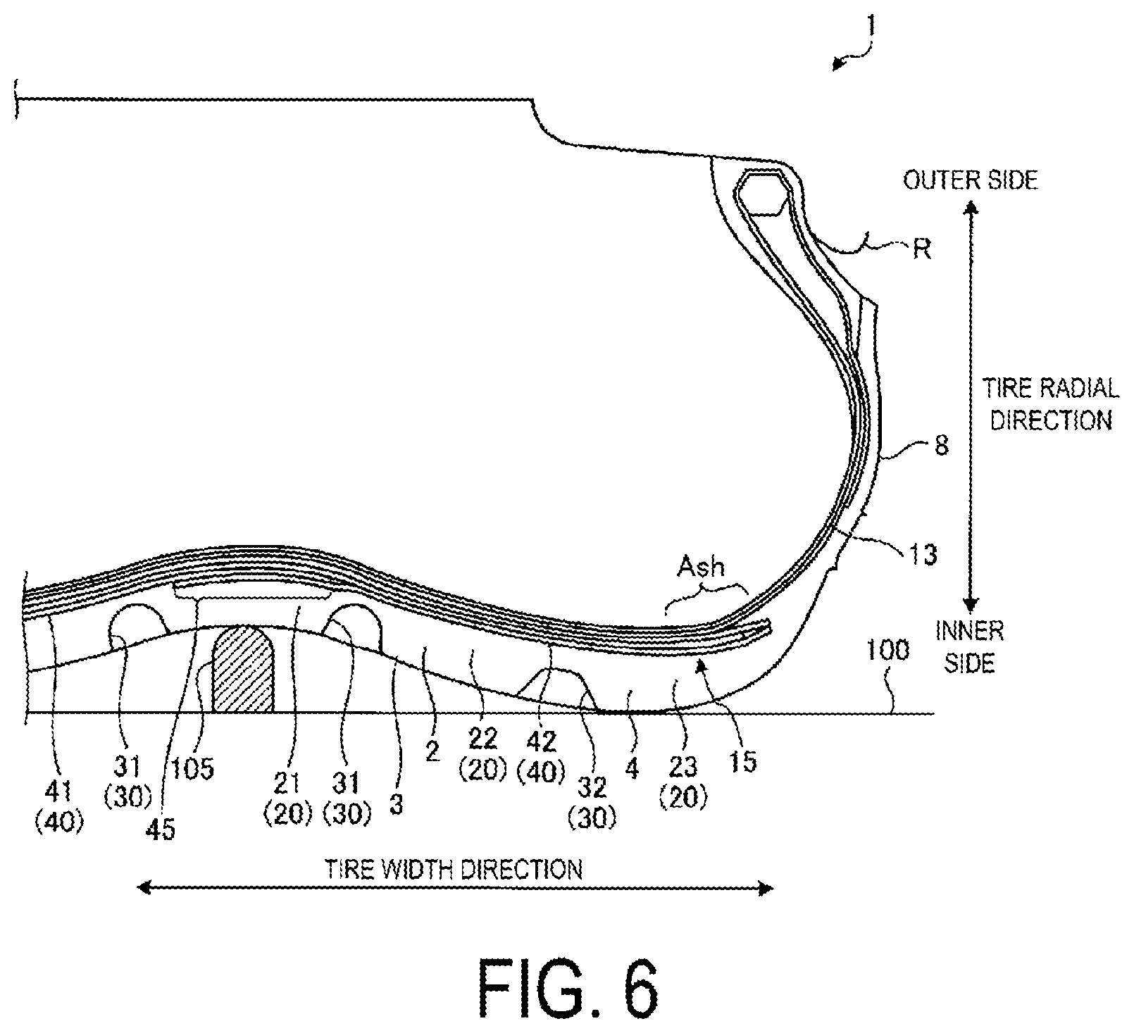 Patent US12304257 Figure 6 – Pneumatic tire and method for manufacturing pneumatic tire
