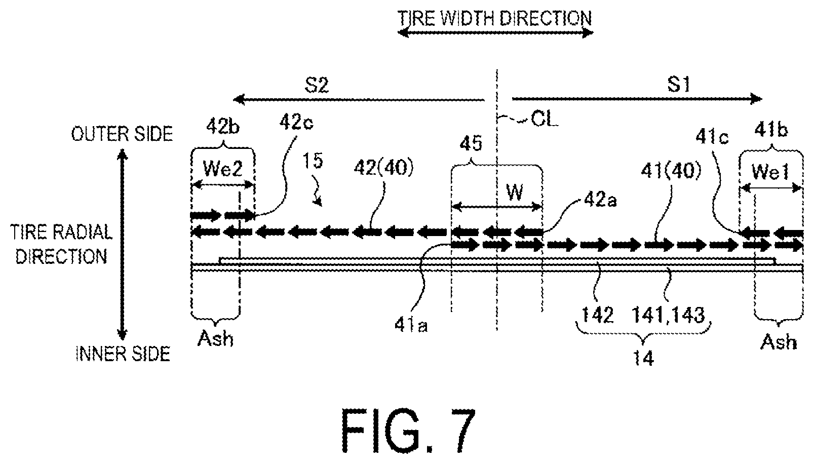 Patent US12304257 Figure 7 – Pneumatic tire and method for manufacturing pneumatic tire
