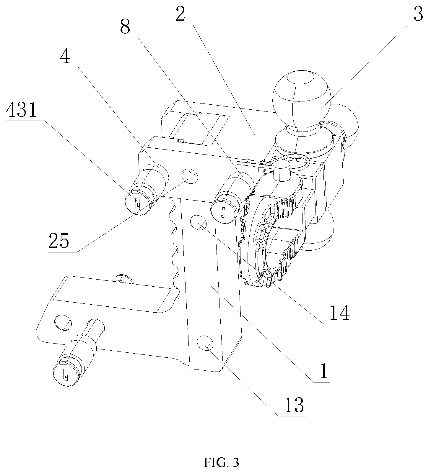 Patent US12304258 Figure 3 – Multifunctional ball mount with high structural strength