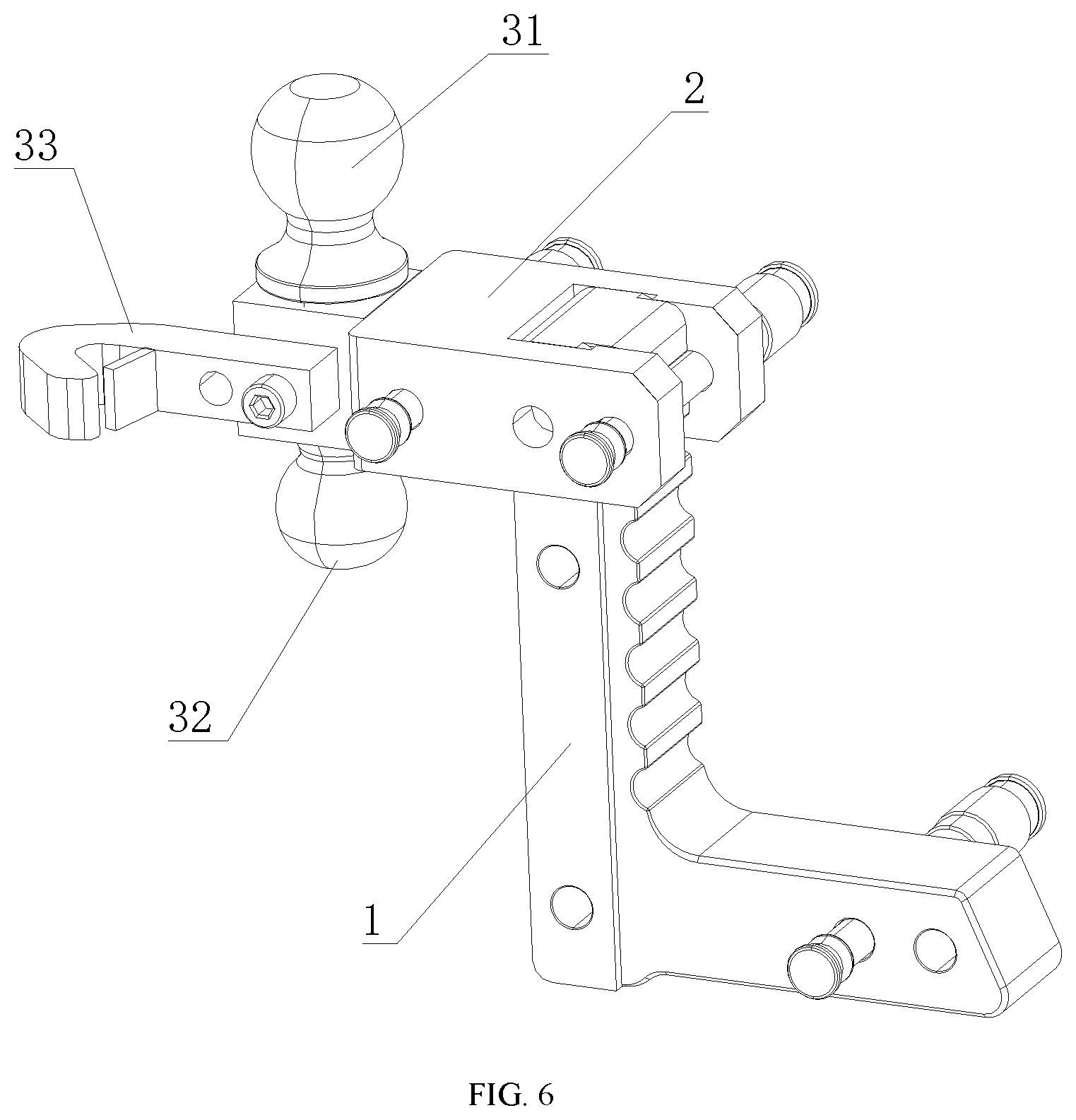 Patent US12304258 Figure 6 – Multifunctional ball mount with high structural strength