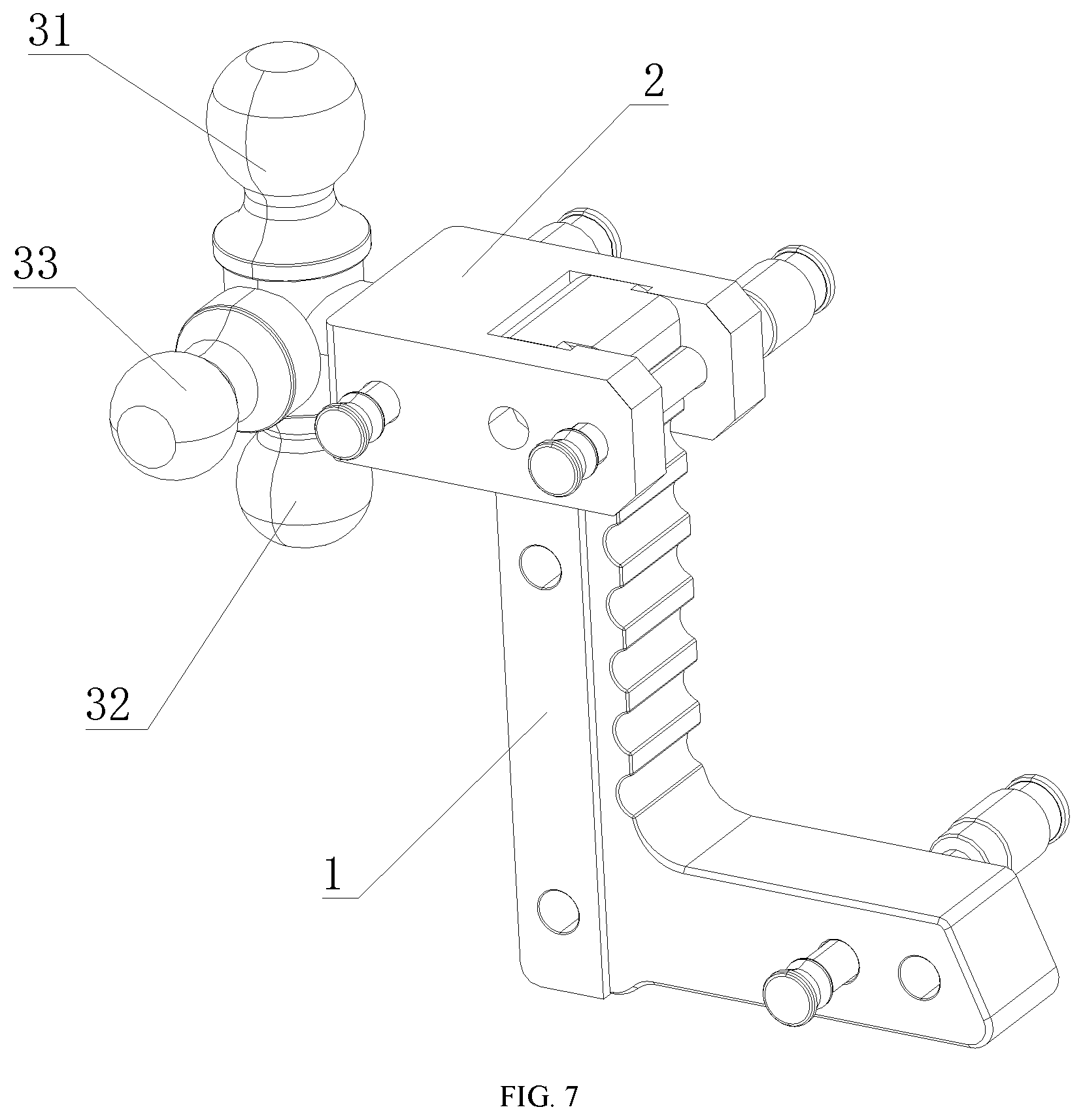 Patent US12304258 Figure 7 – Multifunctional ball mount with high structural strength