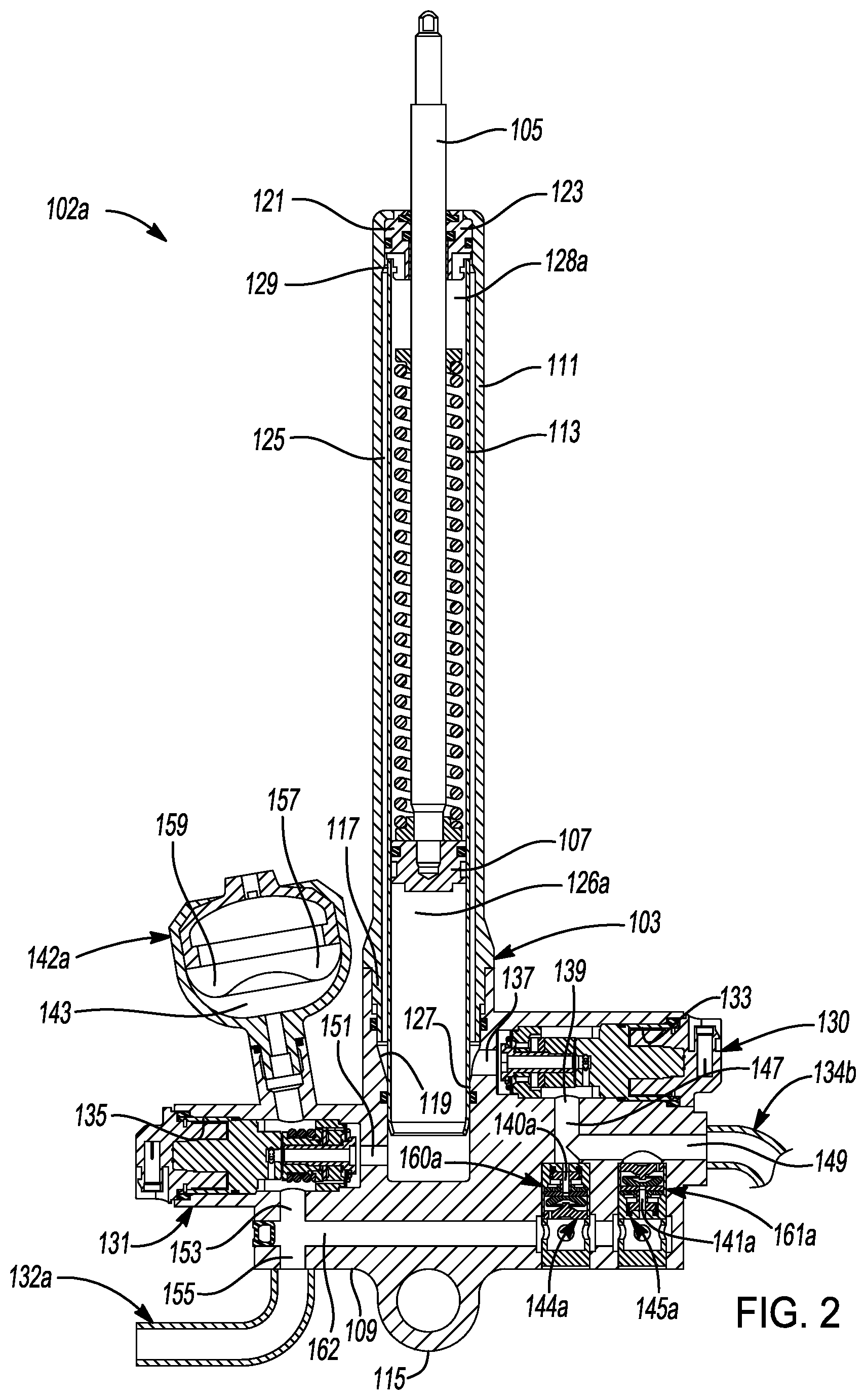 Patent US12304270 Figure 2 – Vehicle suspension system with one or more frequency dependent roll stiffness valves