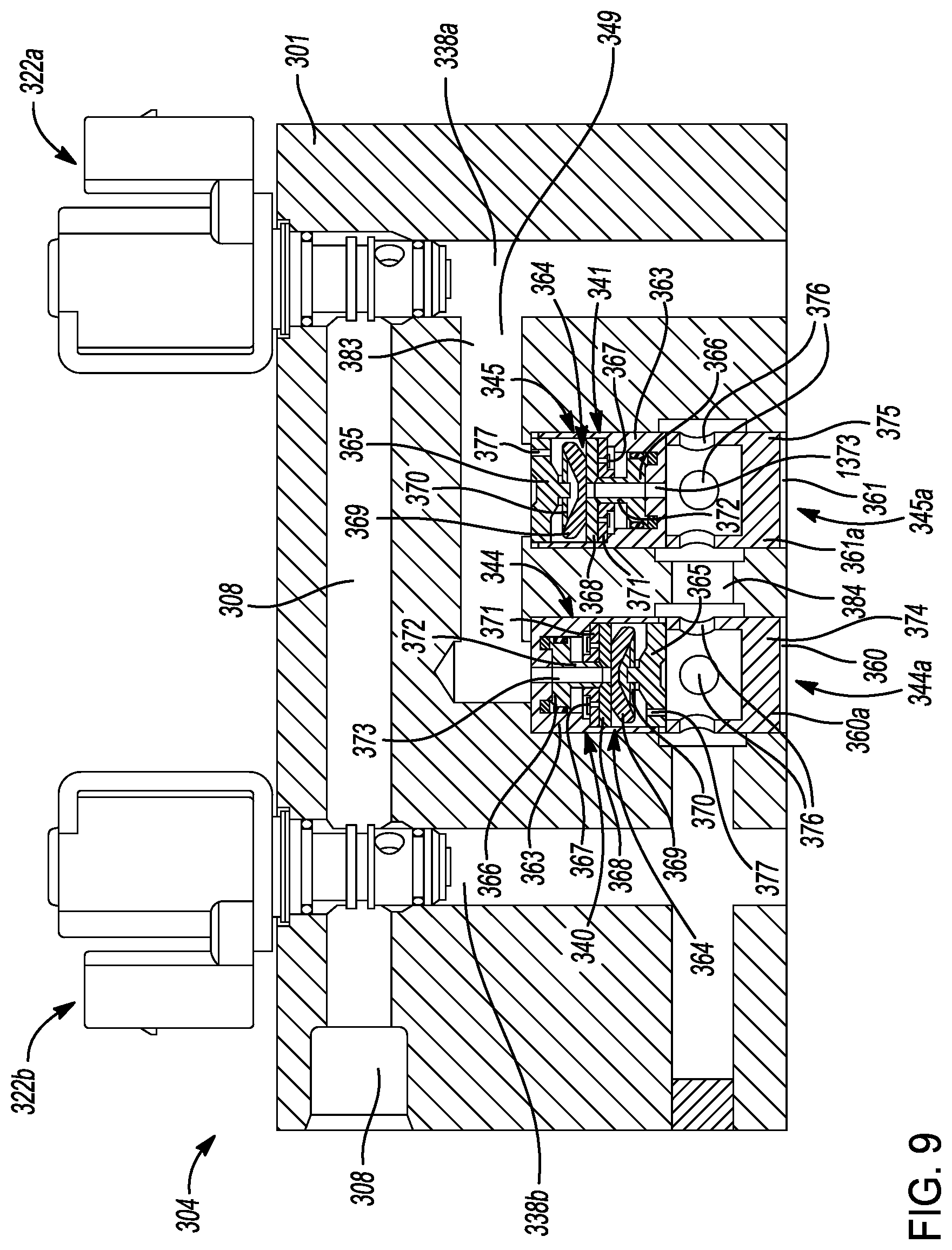 Patent US12304270 Figure 9 – Vehicle suspension system with one or more frequency dependent roll stiffness valves