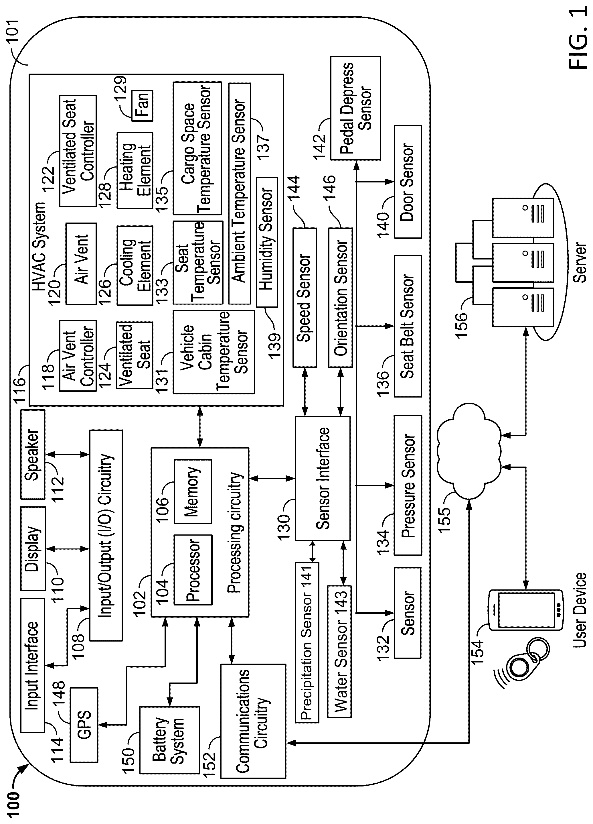Patent US12304274 Figure 1 – Vehicle seat for storing thermal energy for occupant comfort