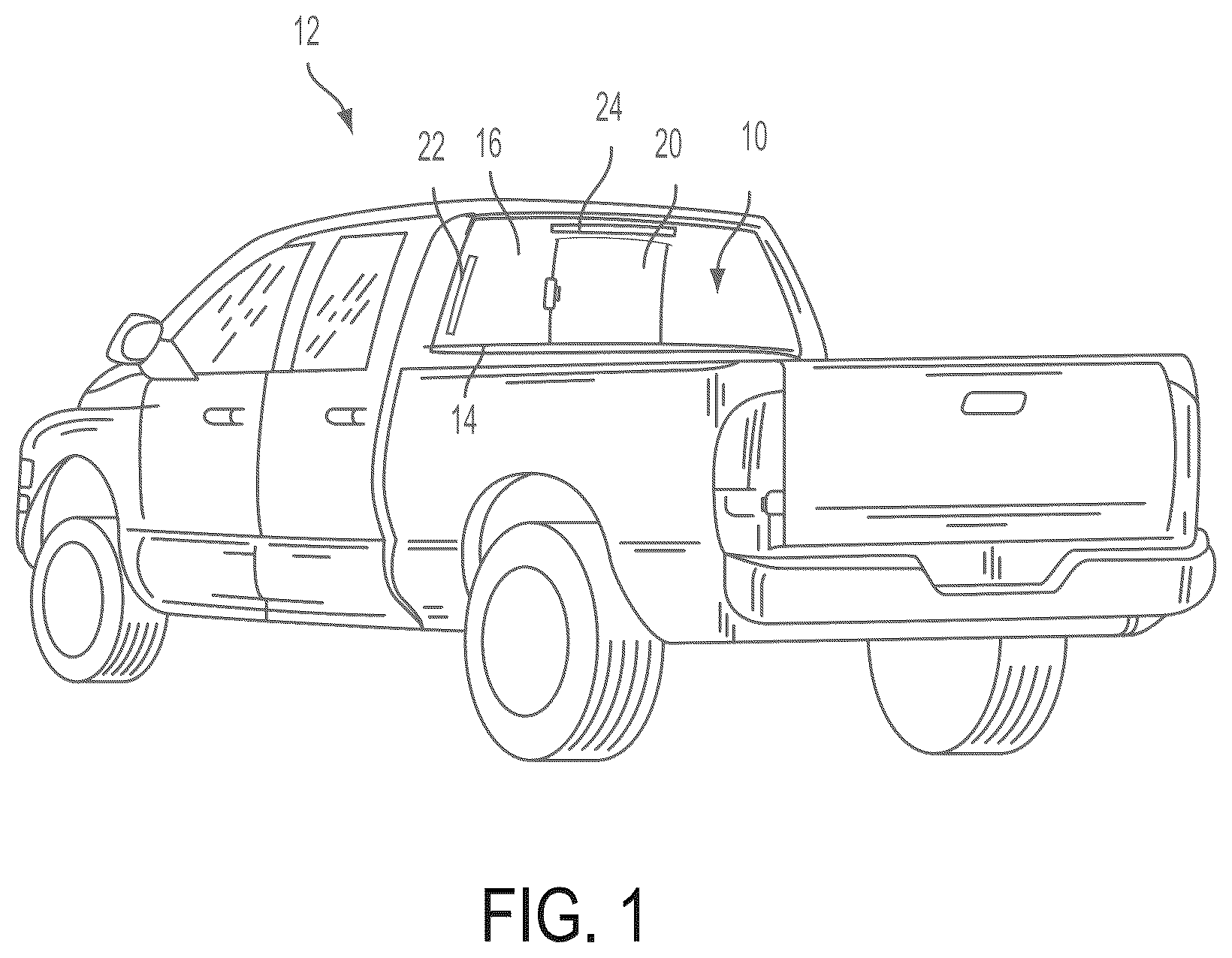 Patent US12304287 — Vehicular rear window assembly with system status indicator — Figure 1