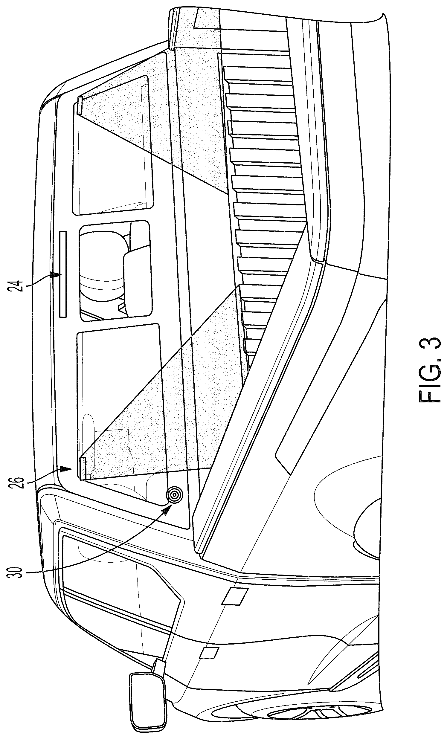 Patent US12304287 Figure 3 – Vehicular rear window assembly with system status indicator
