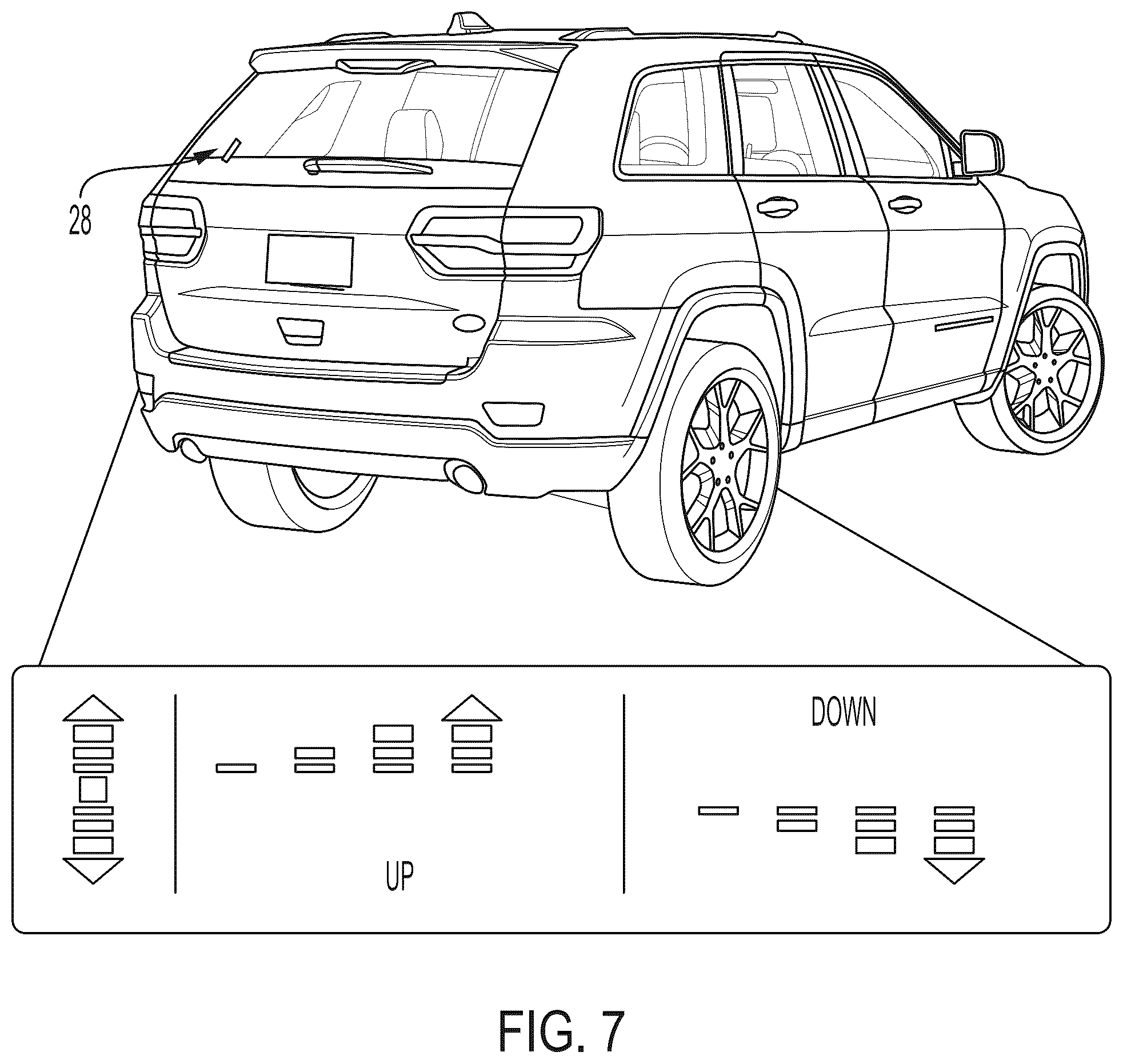 Patent US12304287 Figure 7 – Vehicular rear window assembly with system status indicator