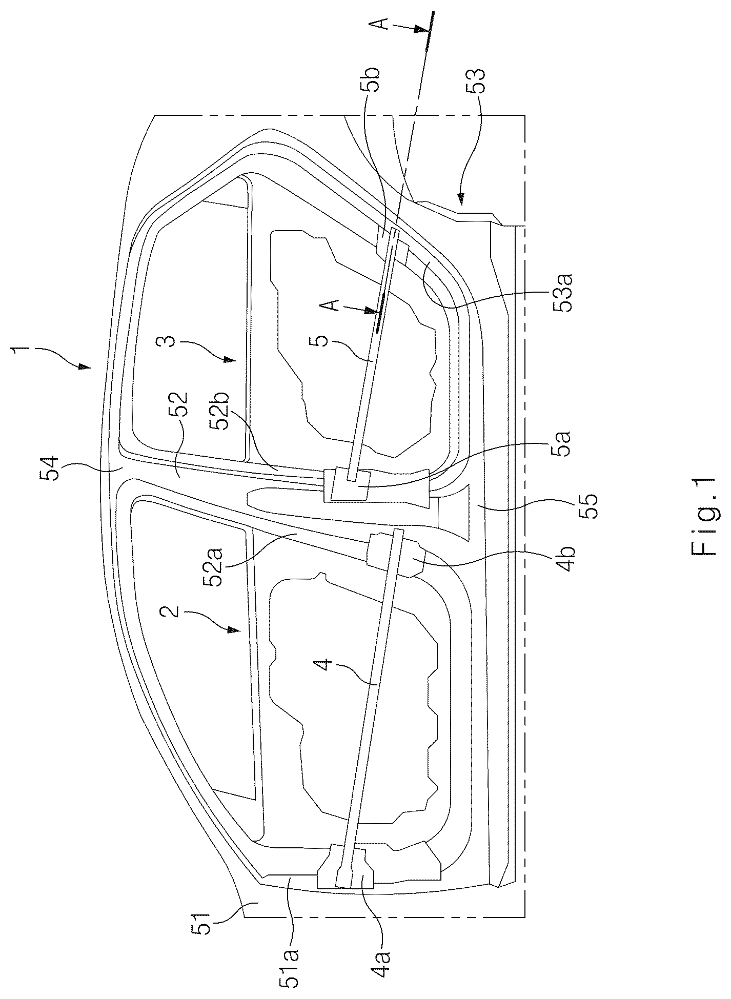 Patent US12304290 Figure 1 – Vehicle side structure