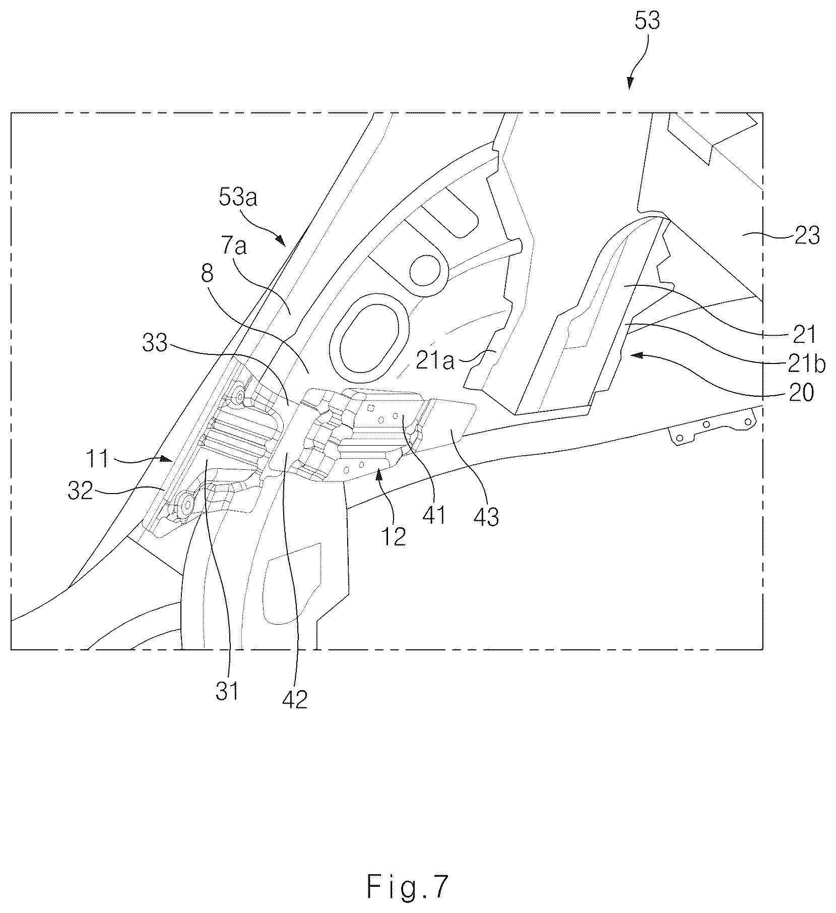 Patent US12304290 Figure 7 – Vehicle side structure