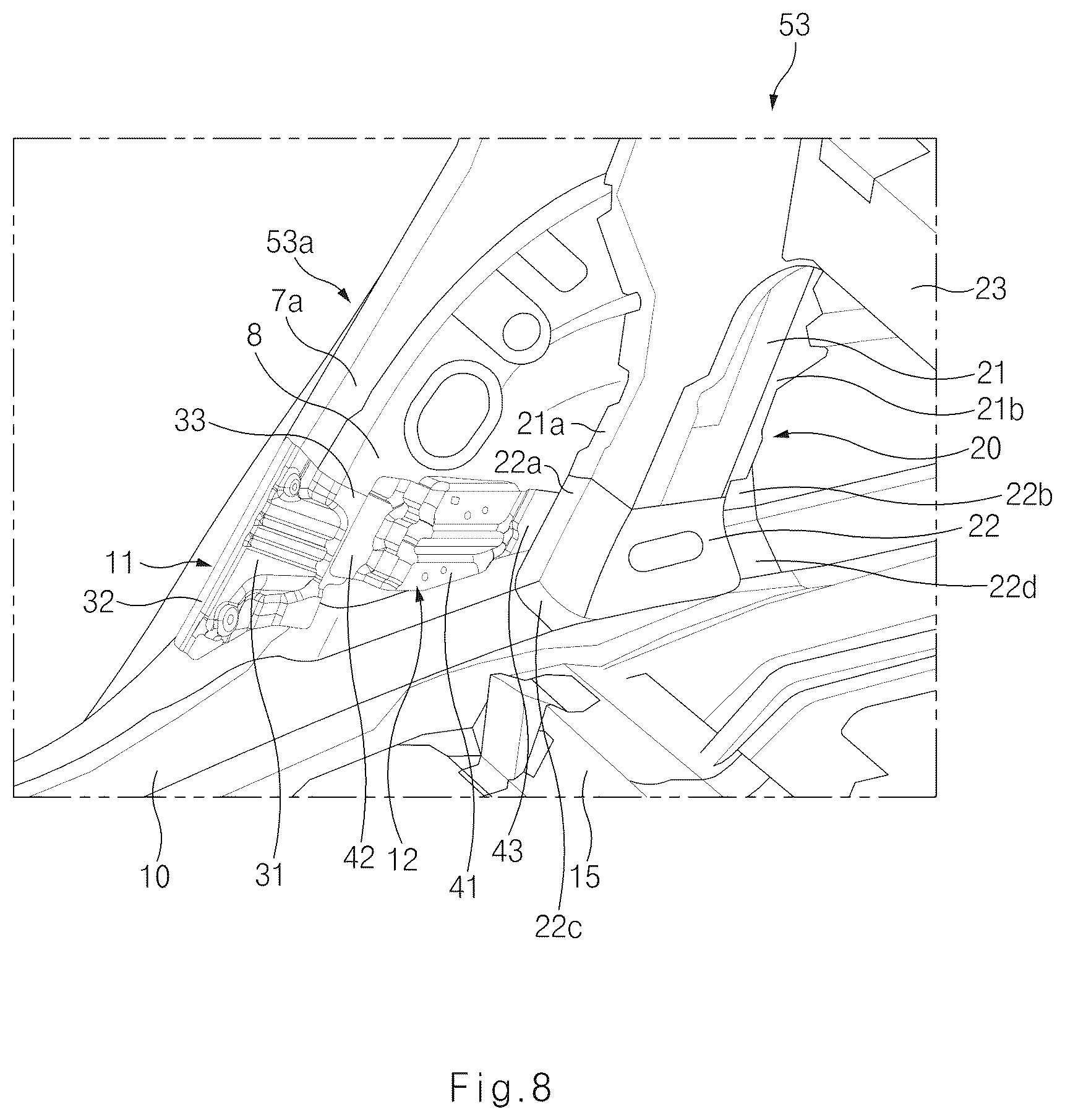 Patent US12304290 Figure 8 – Vehicle side structure