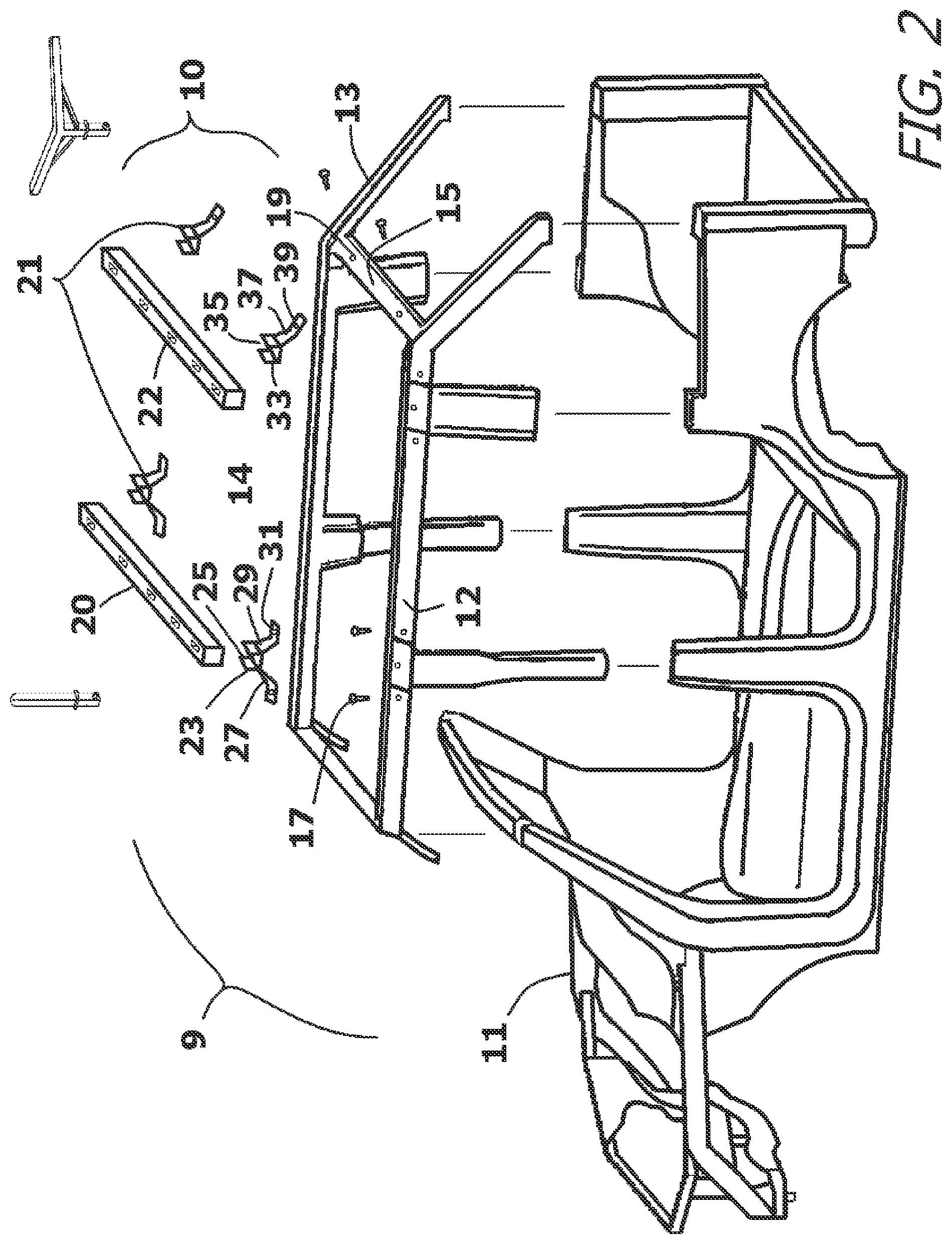 Patent US12304291 Figure 2 – Vehicle with a roof rack system under a soft or removable roof