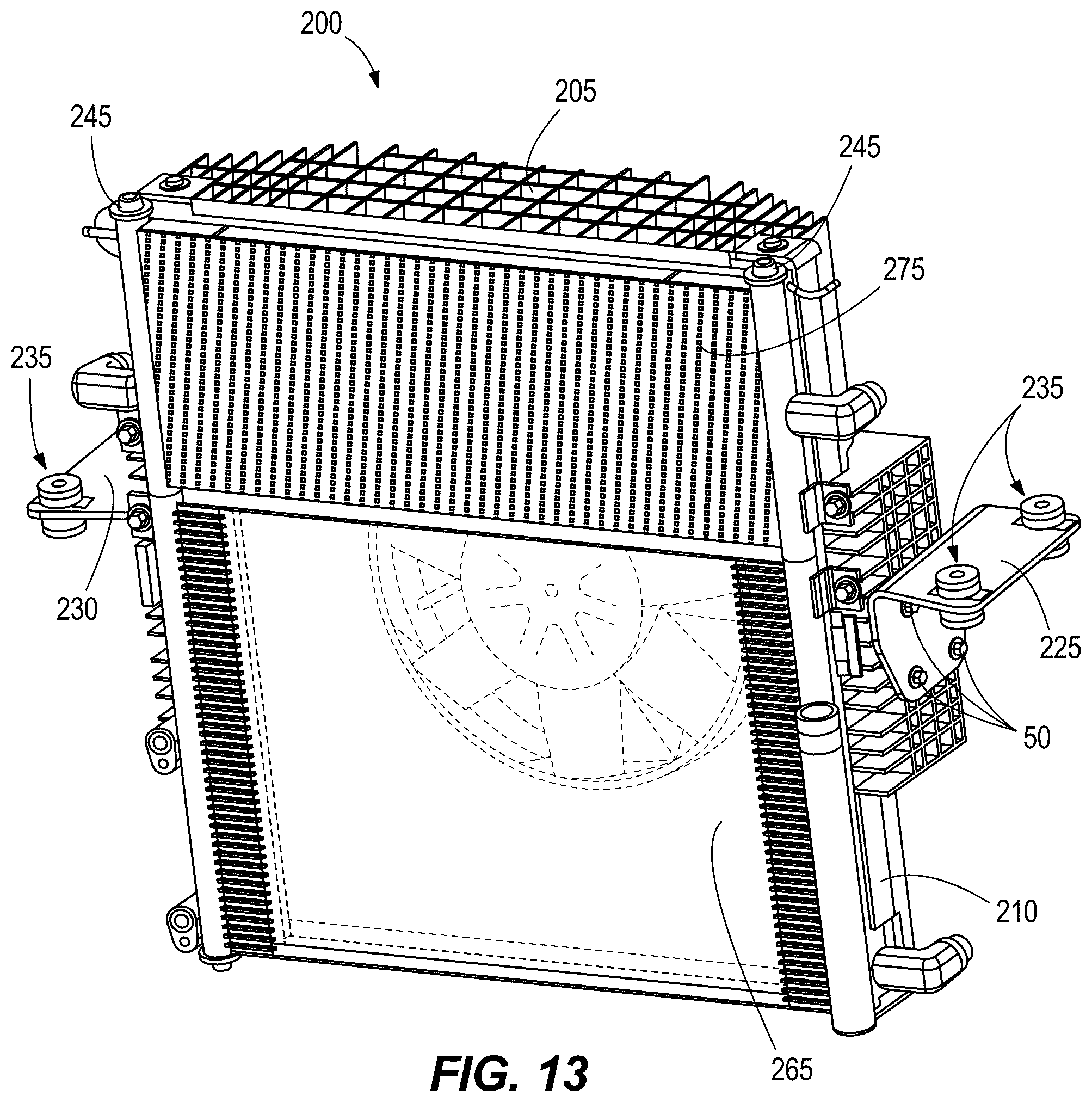 Patent US12304299 Figure 12 – Fan shroud, mounting bracket, and pin mount