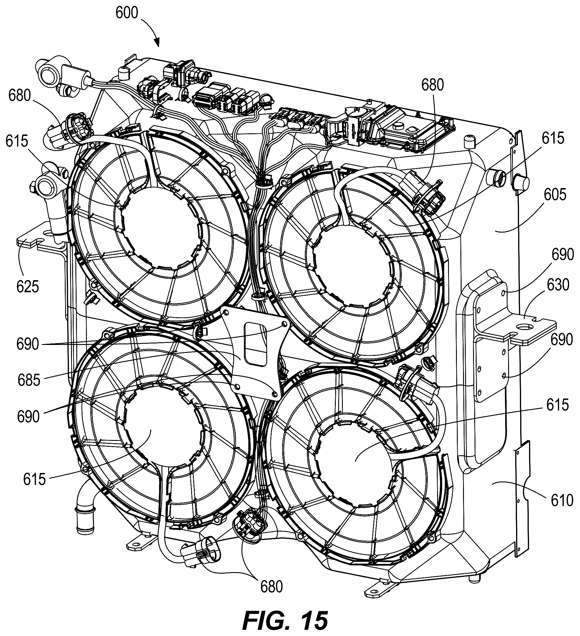 Patent US12304299 Figure 14 – Fan shroud, mounting bracket, and pin mount