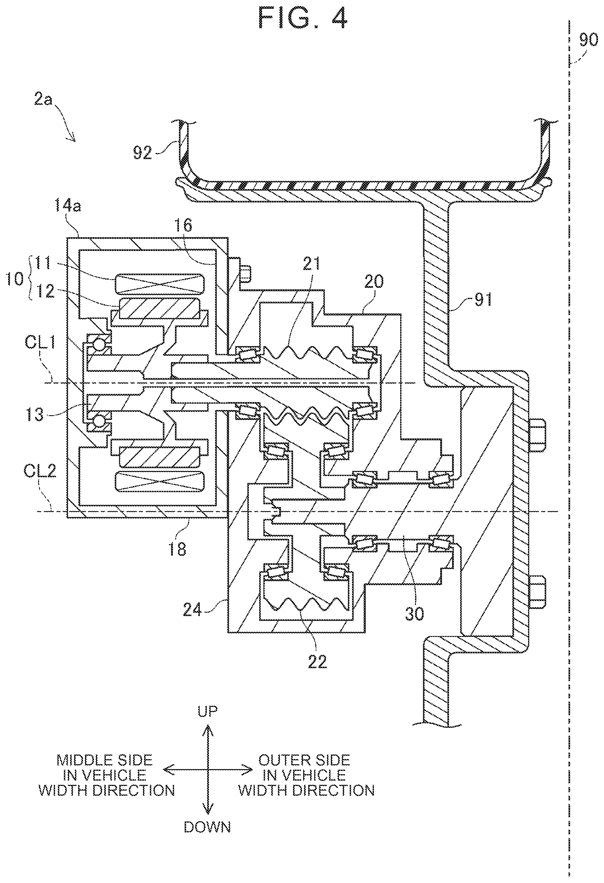 Patent US12304301 Figure 3 – In-wheel motor drive device mounted on motor vehicle