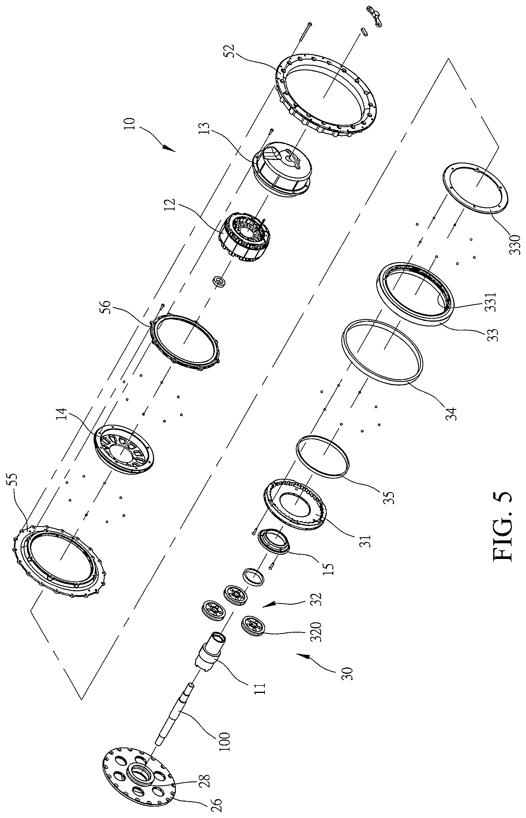 Patent US12304302 Figure 5 – Two-stage speed-change output device and electric vehicle using same