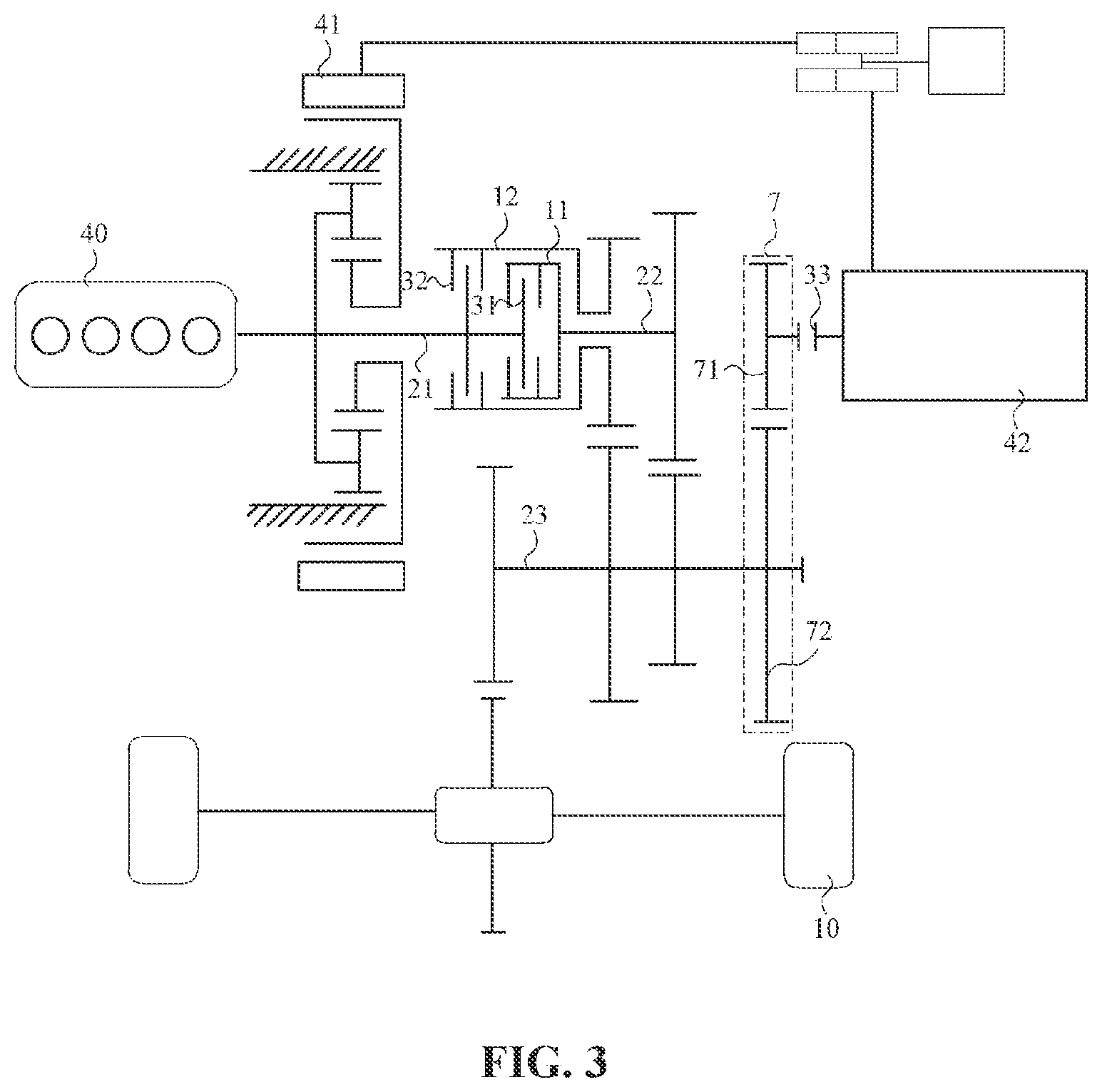 Patent US12304314 Figure 3 – Dual-clutch assembly, hybrid power system, and vehicle
