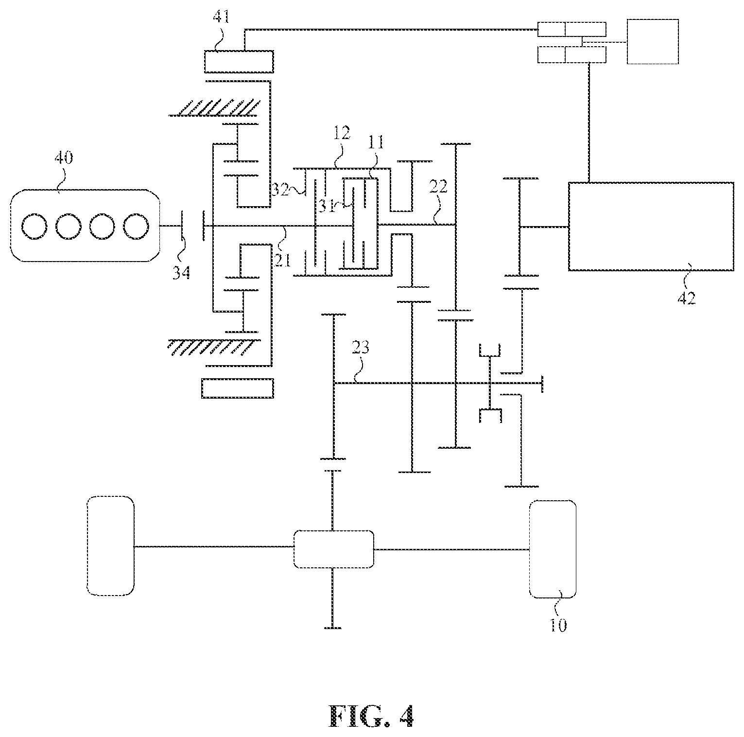 Patent US12304314 Figure 4 – Dual-clutch assembly, hybrid power system, and vehicle