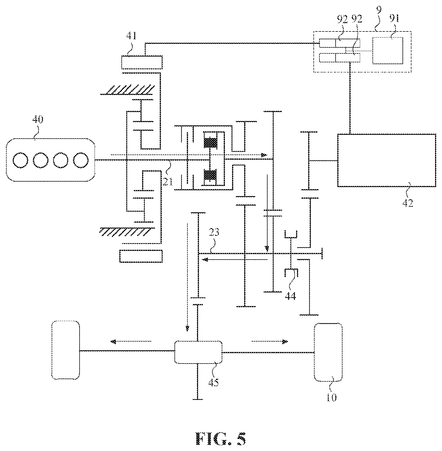 Patent US12304314 Figure 5 – Dual-clutch assembly, hybrid power system, and vehicle