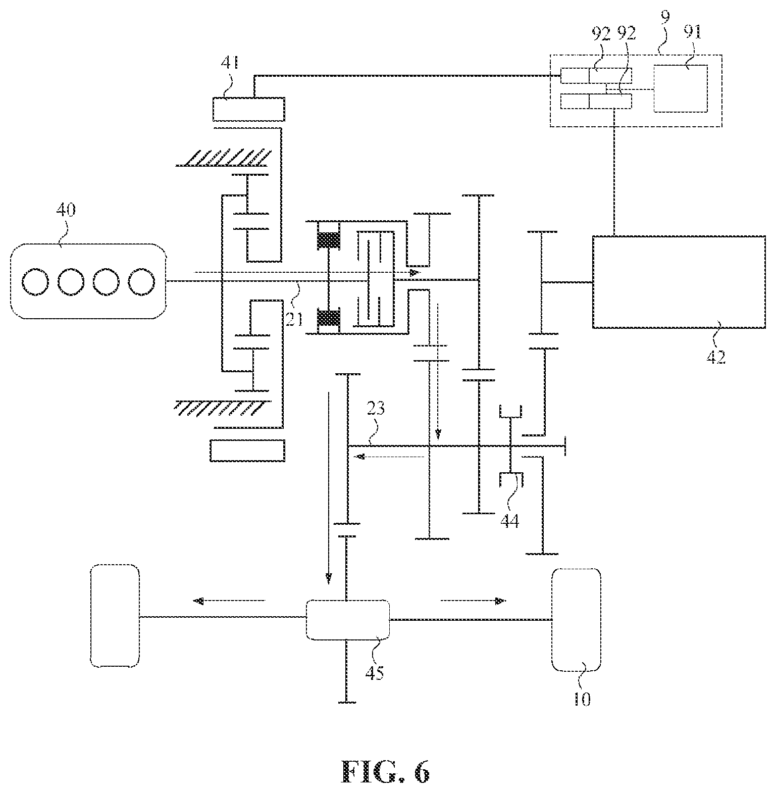 Patent US12304314 Figure 6 – Dual-clutch assembly, hybrid power system, and vehicle
