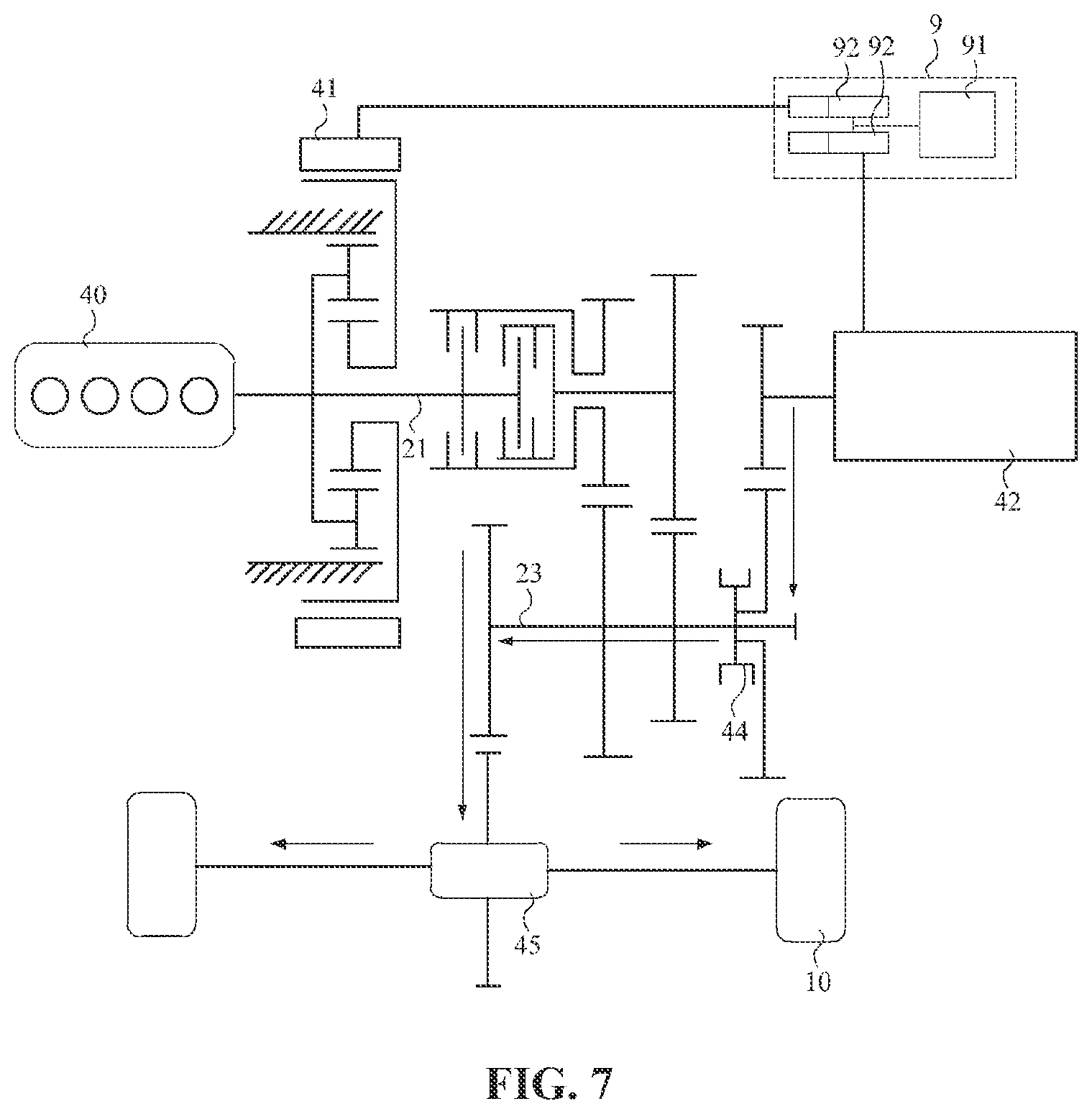 Patent US12304314 Figure 7 – Dual-clutch assembly, hybrid power system, and vehicle