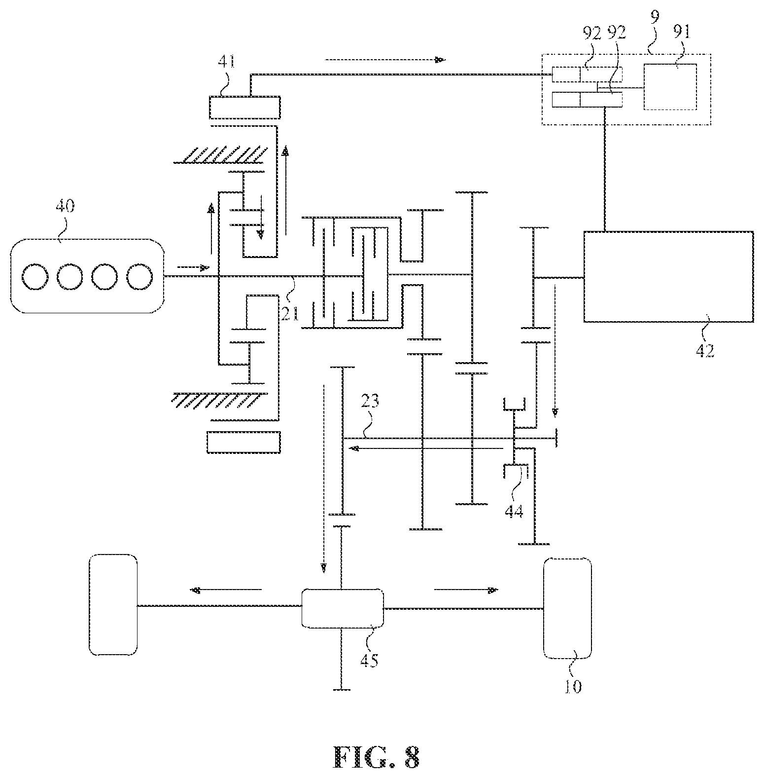 Patent US12304314 Figure 8 – Dual-clutch assembly, hybrid power system, and vehicle
