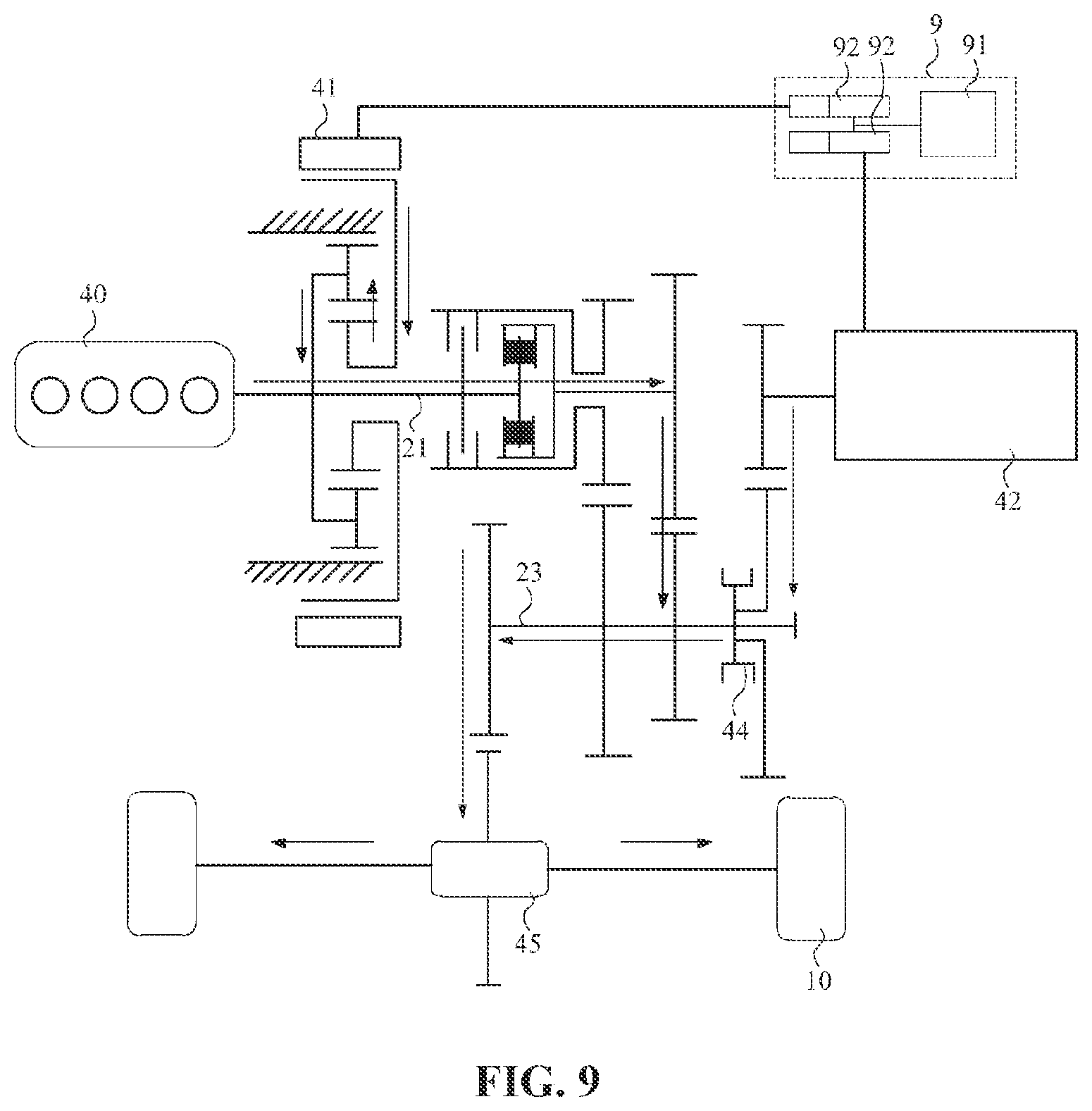 Patent US12304314 Figure 9 – Dual-clutch assembly, hybrid power system, and vehicle