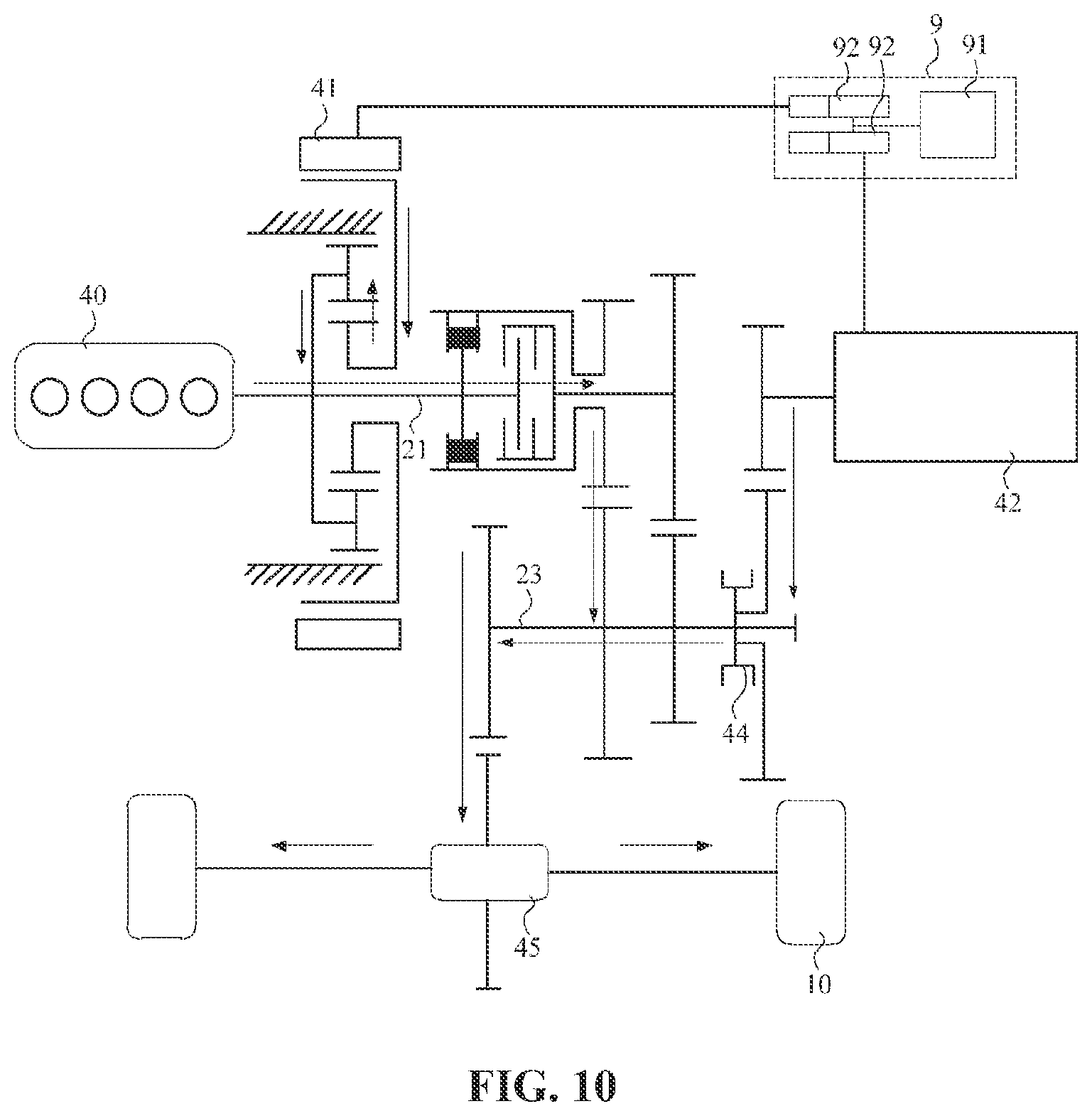 Patent US12304314 Figure 10 – Dual-clutch assembly, hybrid power system, and vehicle