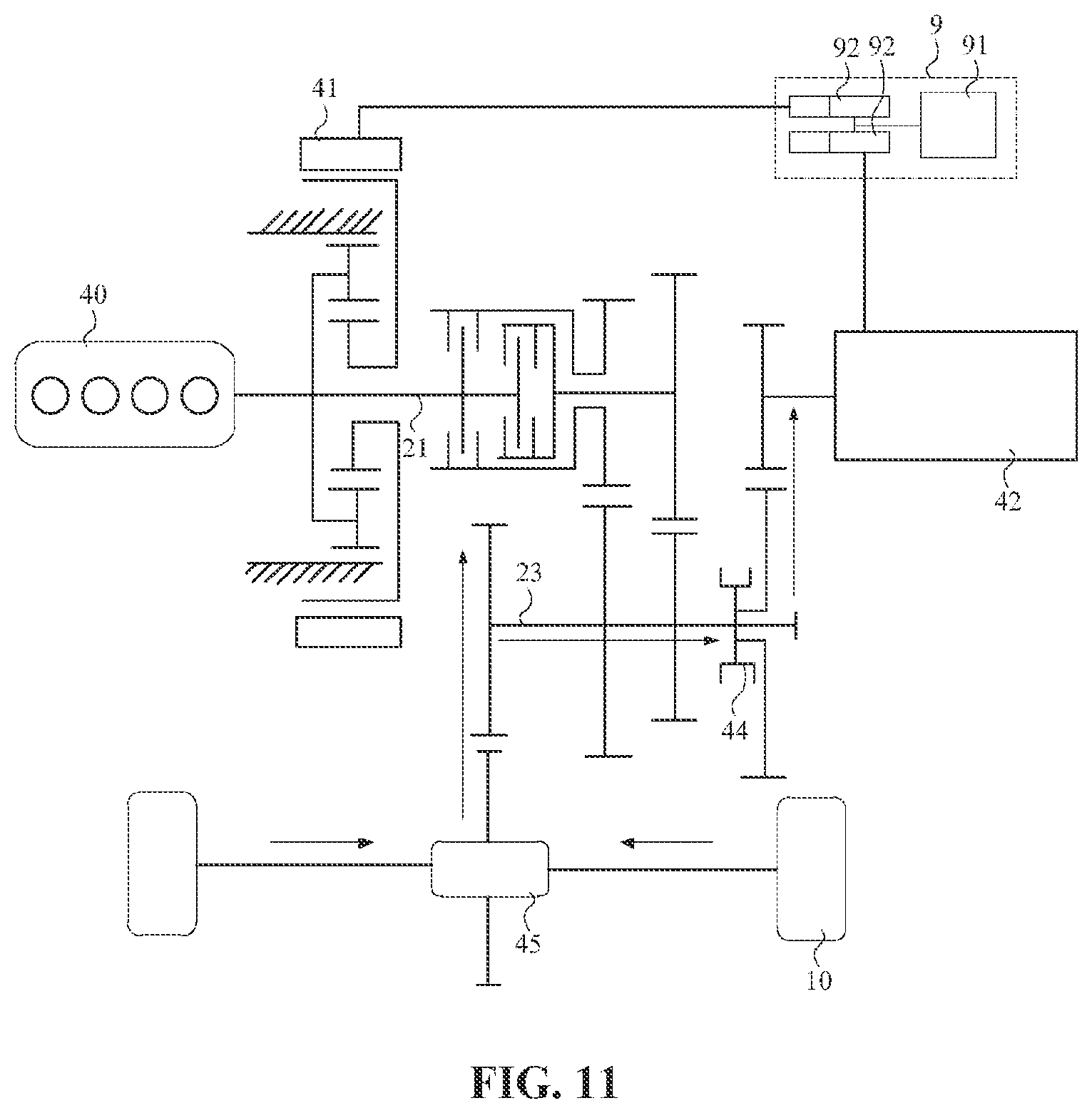 Patent US12304314 Figure 11 – Dual-clutch assembly, hybrid power system, and vehicle