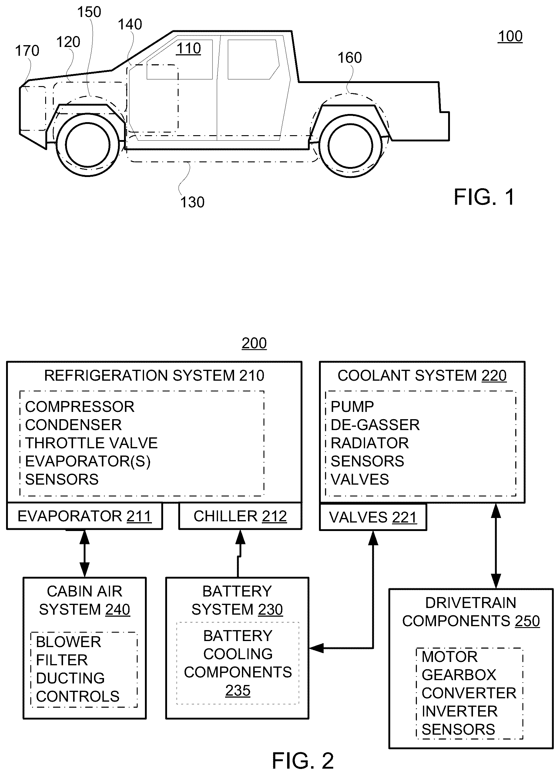 Patent US12304353 Figure 1 – Thermal architecture for providing cooling in electric vehicles