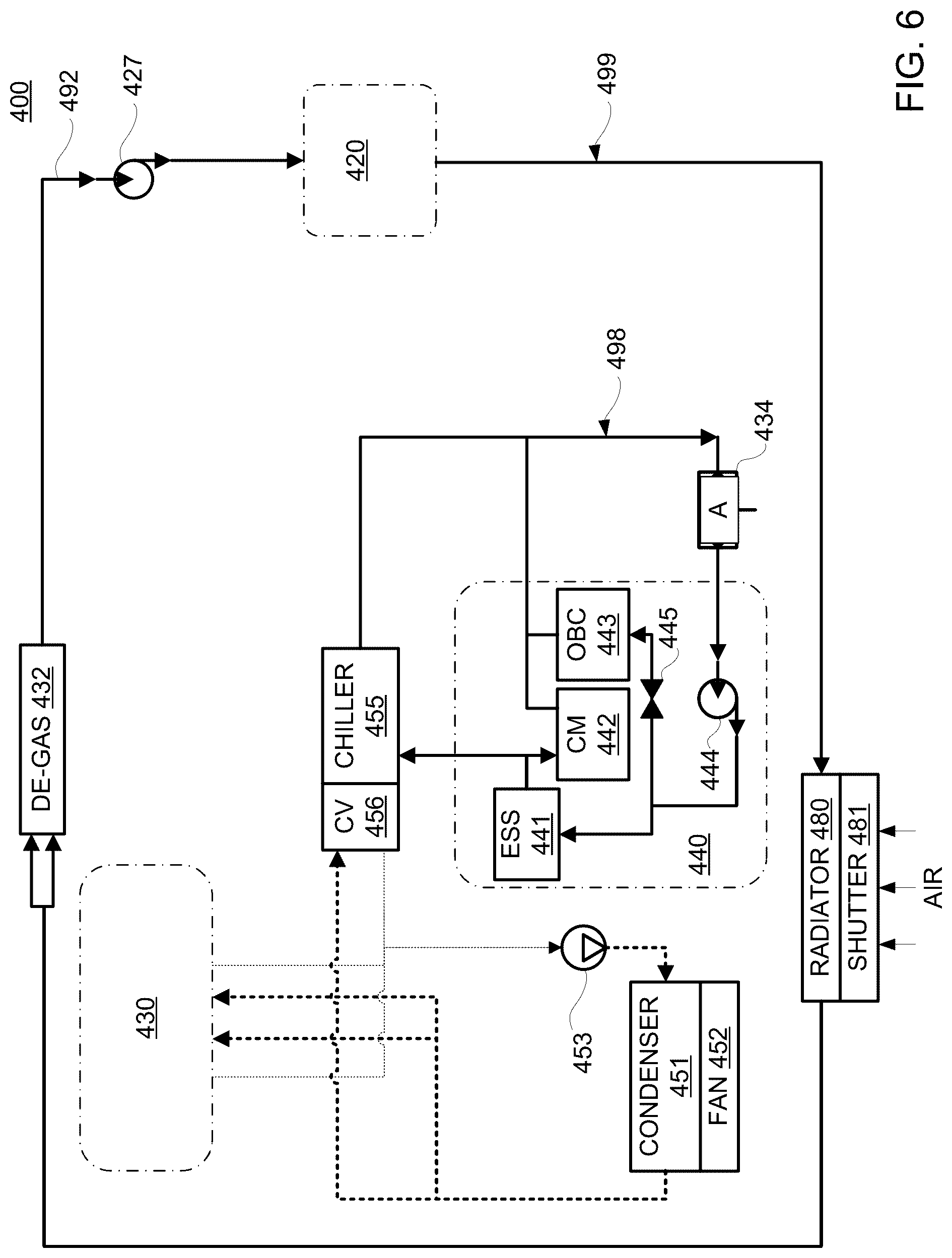 Patent US12304353 Figure 5 – Thermal architecture for providing cooling in electric vehicles