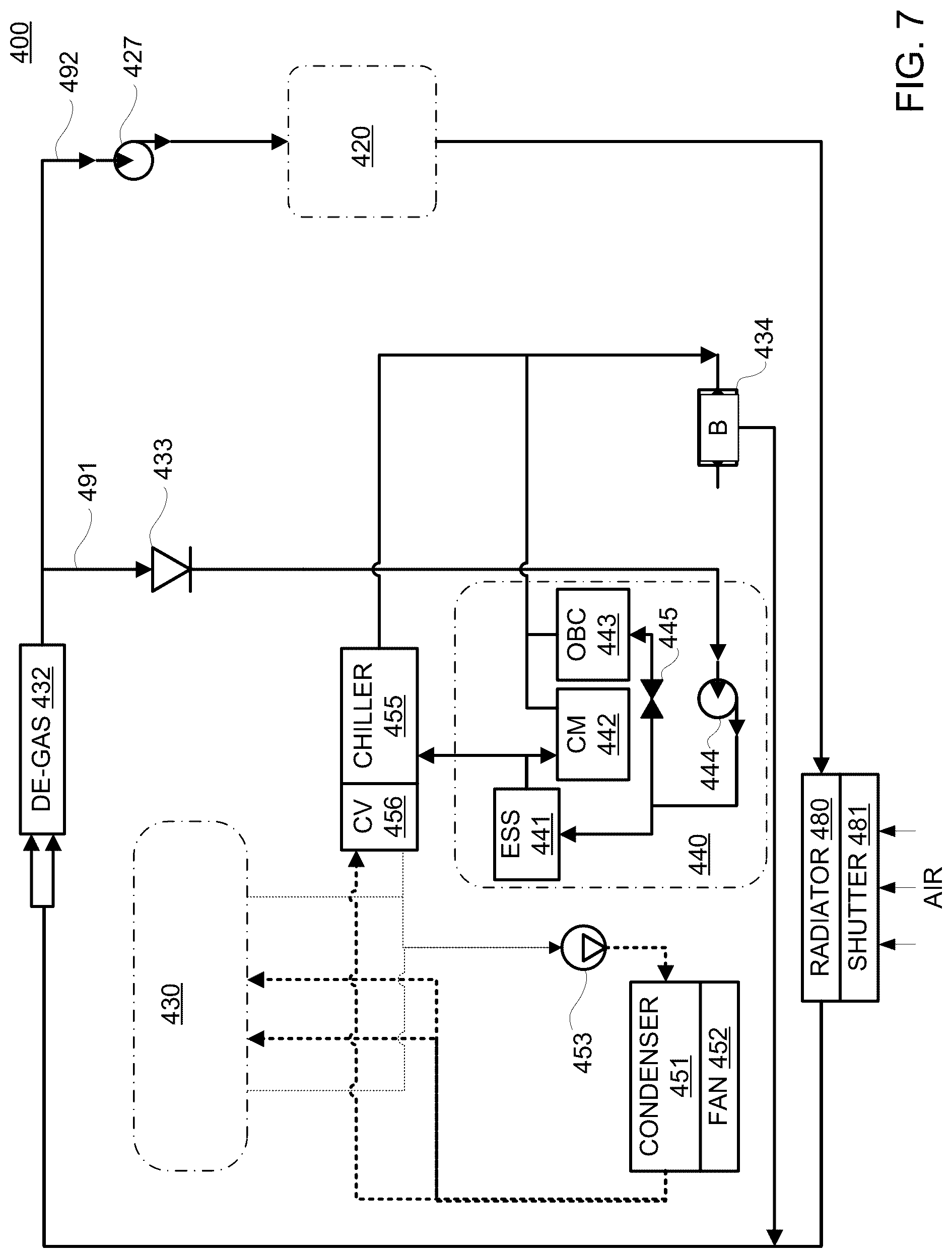 Patent US12304353 Figure 6 – Thermal architecture for providing cooling in electric vehicles