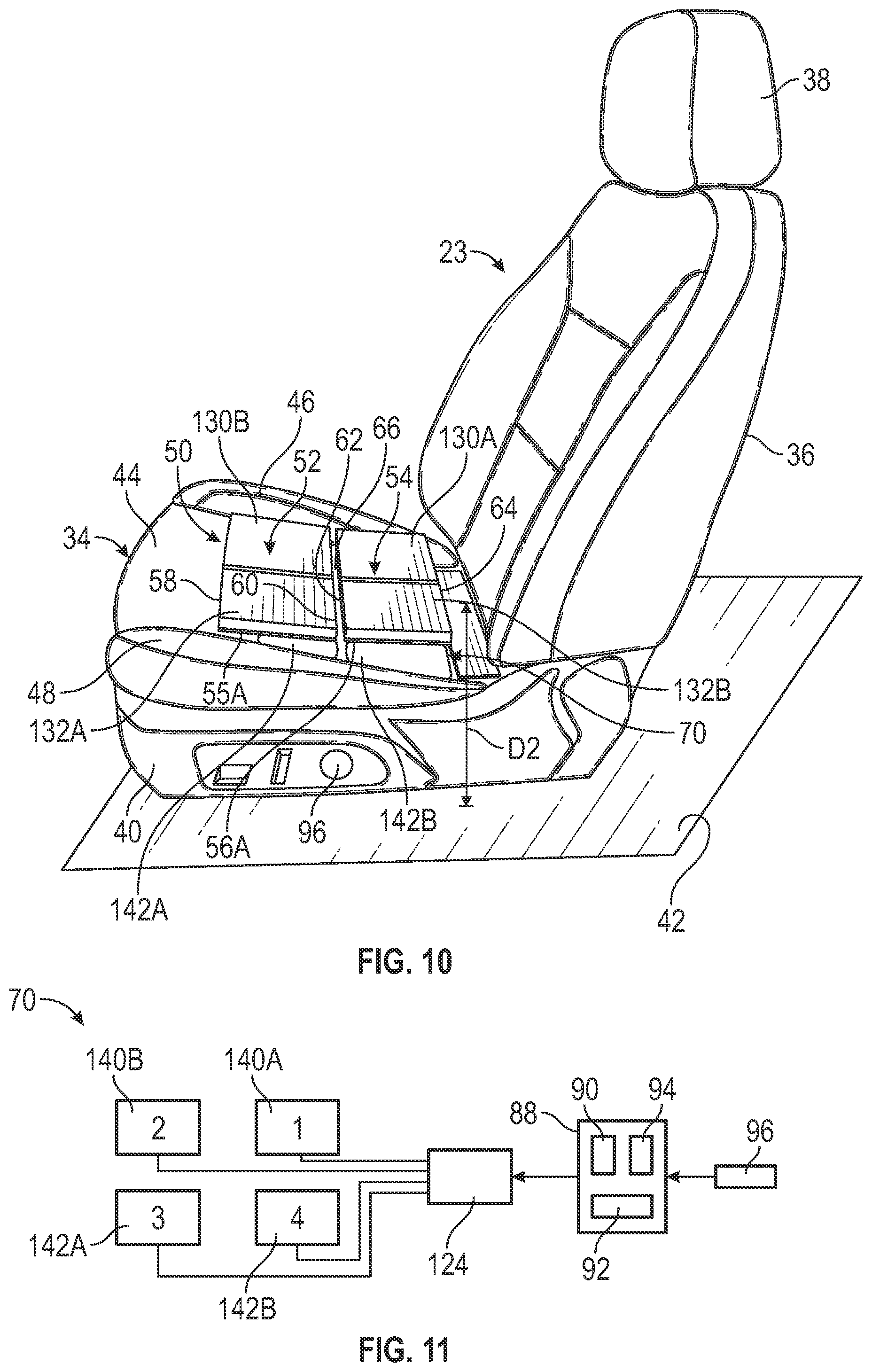 Patent US12304359 Figure 7 – Vehicle seat having a seat base including an adjustable center support