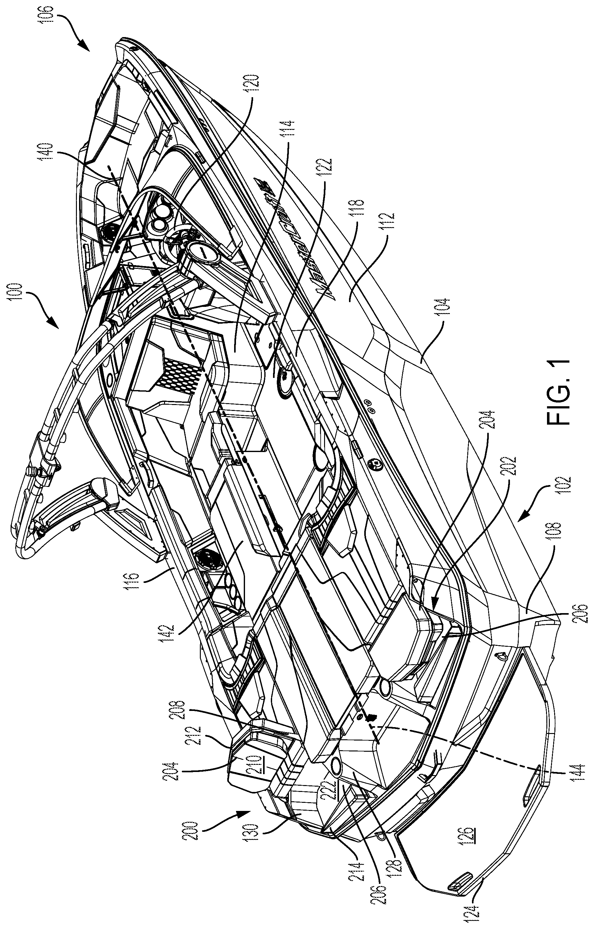 Patent US12304361 Figure 1 – Sliding seat bottom for a boat