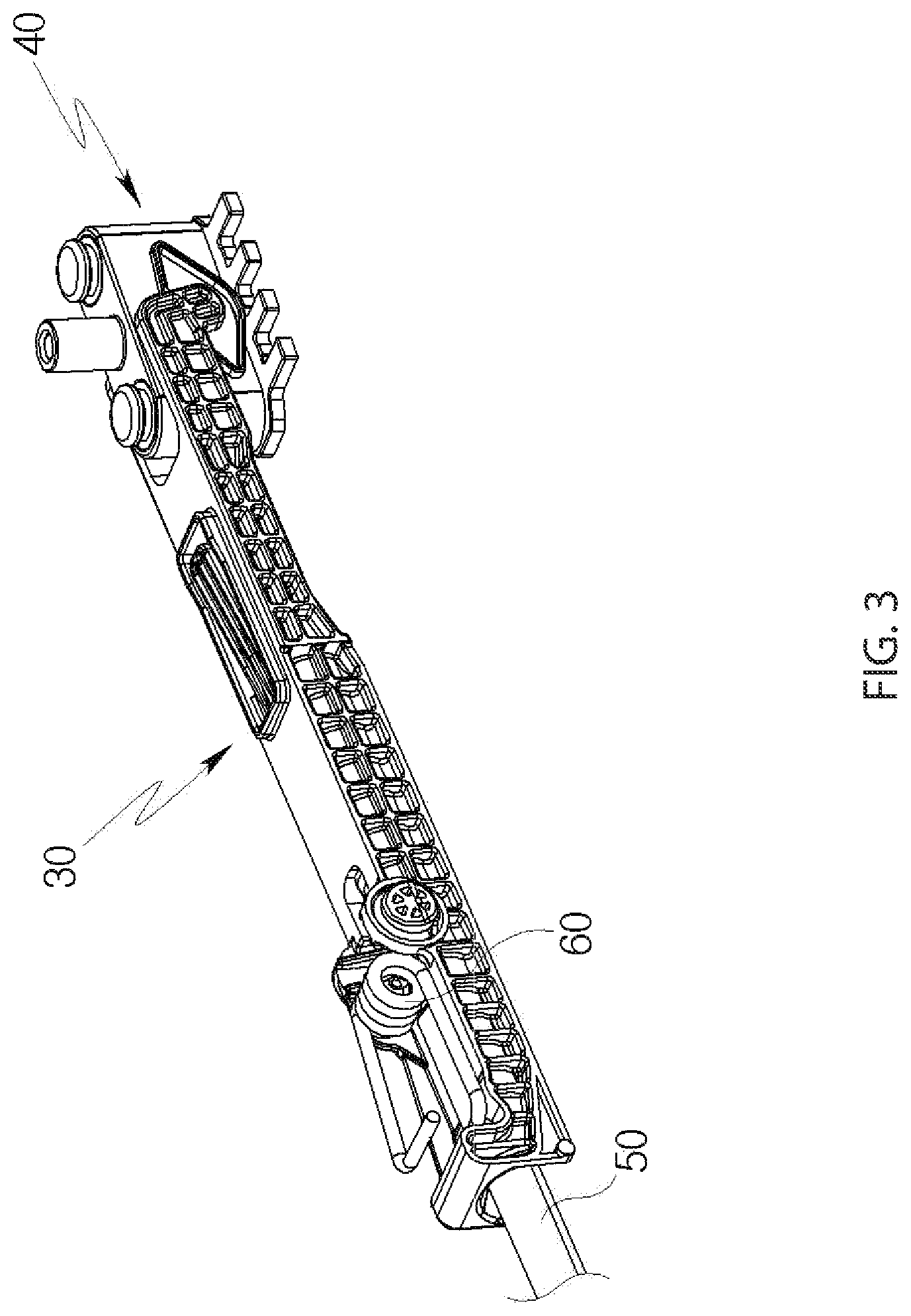 Patent US12304362 Figure 3 – Installation structure for track lever of seat rail