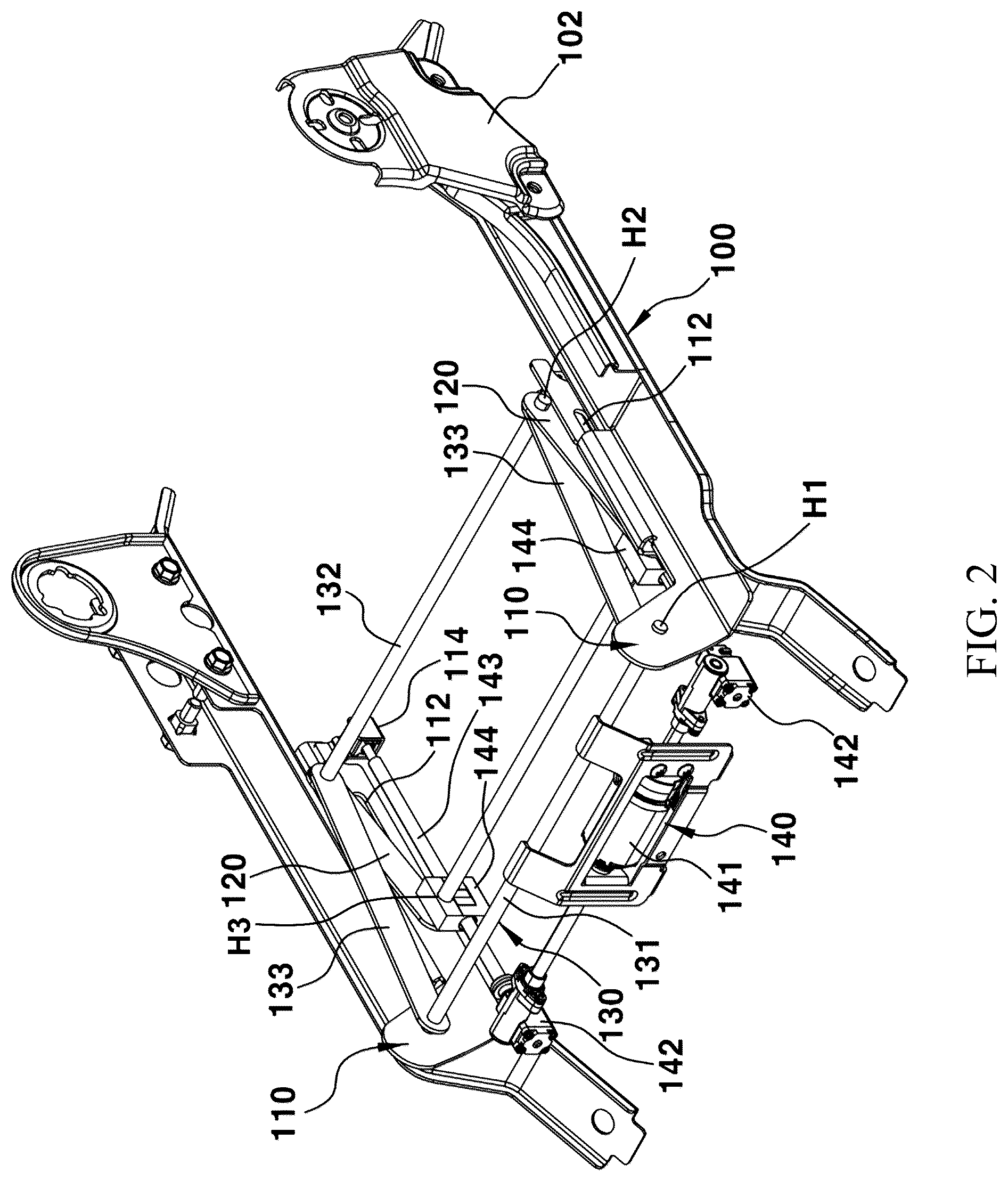 Patent US12304363 Figure 2 – Vehicle rear-seat position adjustment apparatus