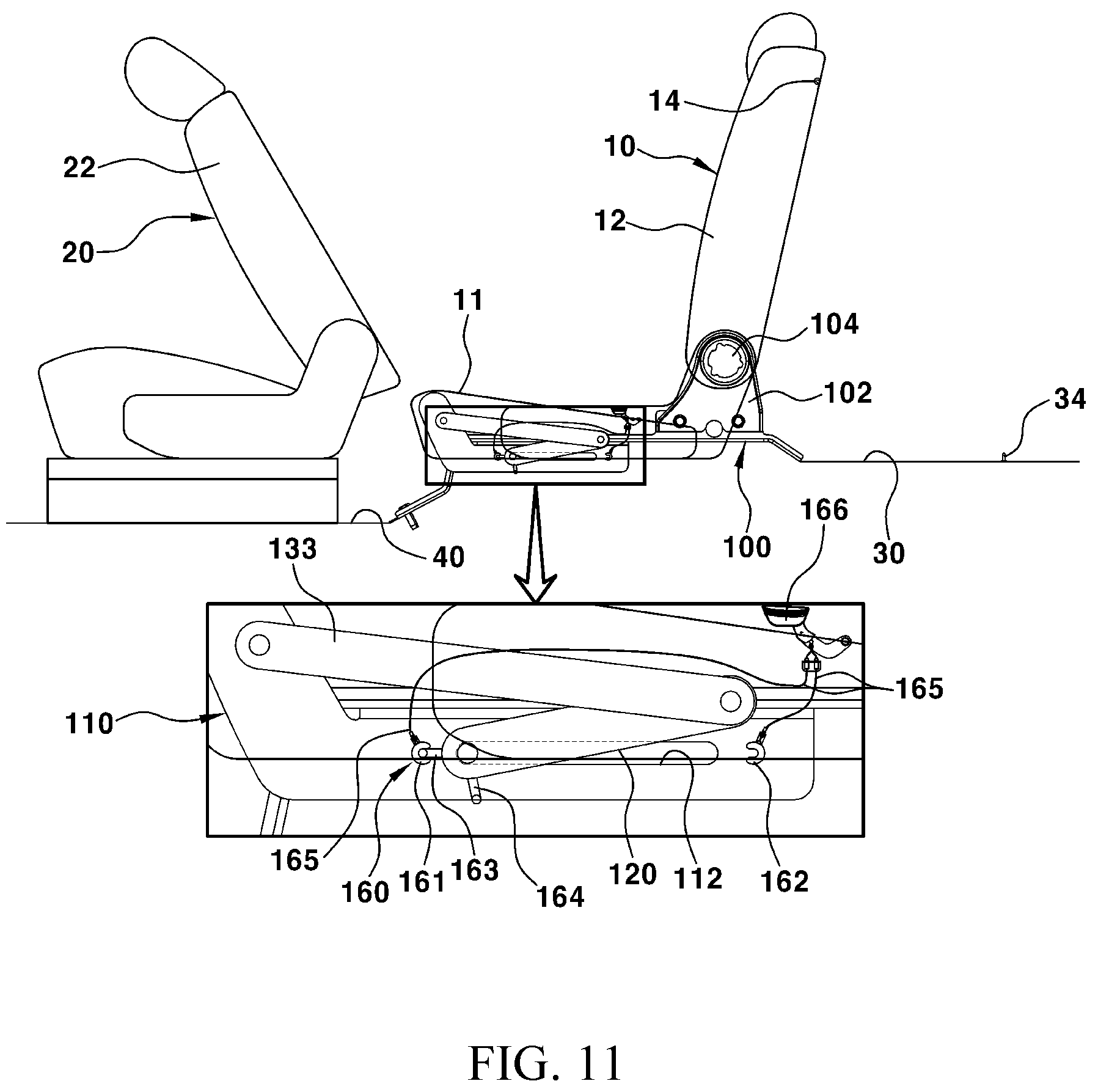 Patent US12304363 Figure 10 – Vehicle rear-seat position adjustment apparatus