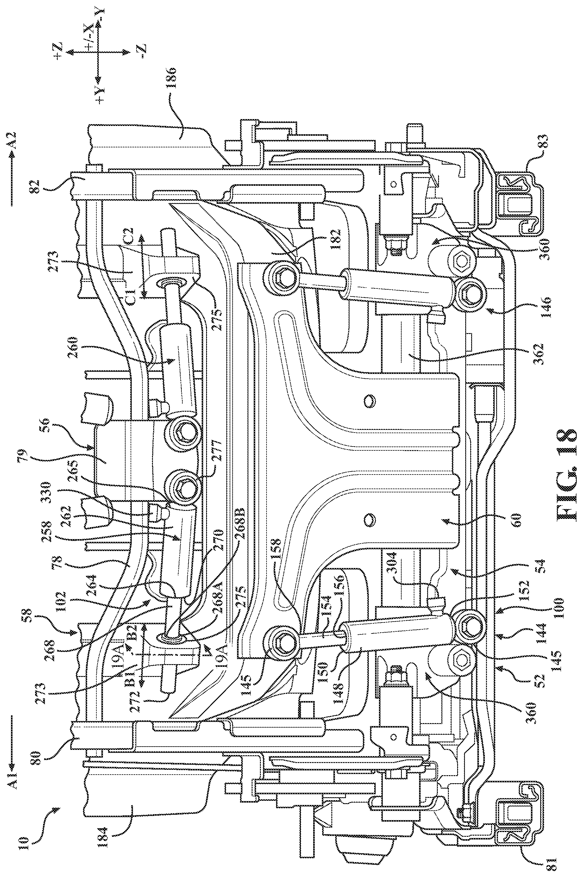 Patent US12304369 Figure 14 – Kinetic seat assemblies having dampers for fixed components and movable components including lateral damping mechanisms and fluid reservoirs