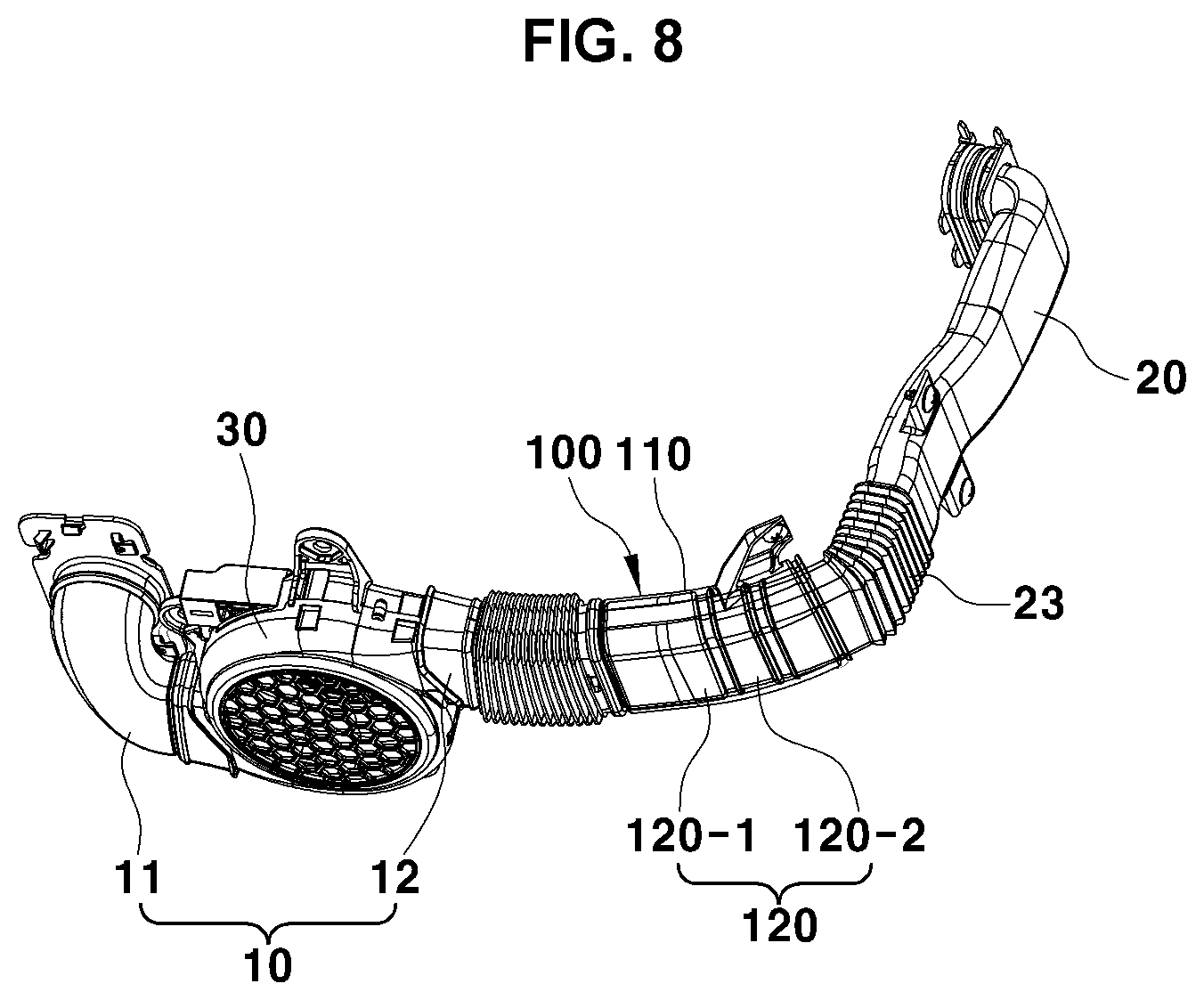 Patent US12304371 Figure 8 – Duct for ventilation seat of vehicle