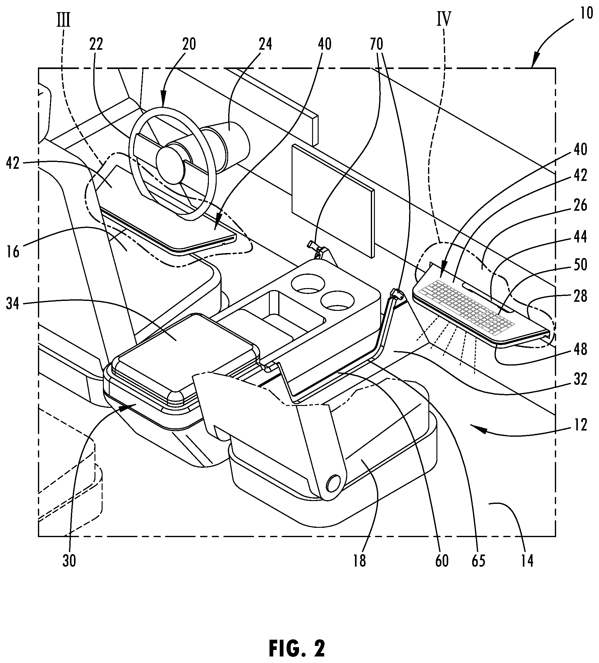 Patent US12304375 Figure 2 – Vehicle having deployable tray for use on a steering wheel