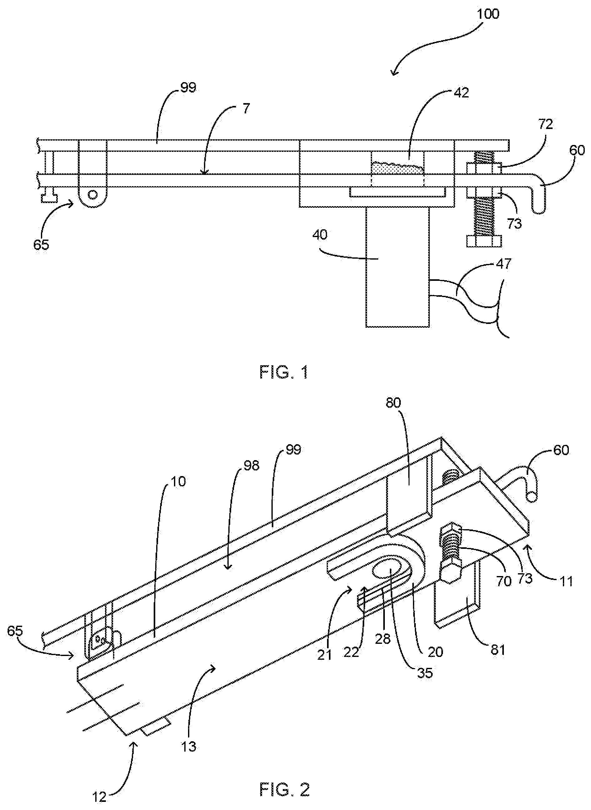 Patent US12304378 Figure 1 – Securing apparatus for flatbed trailer