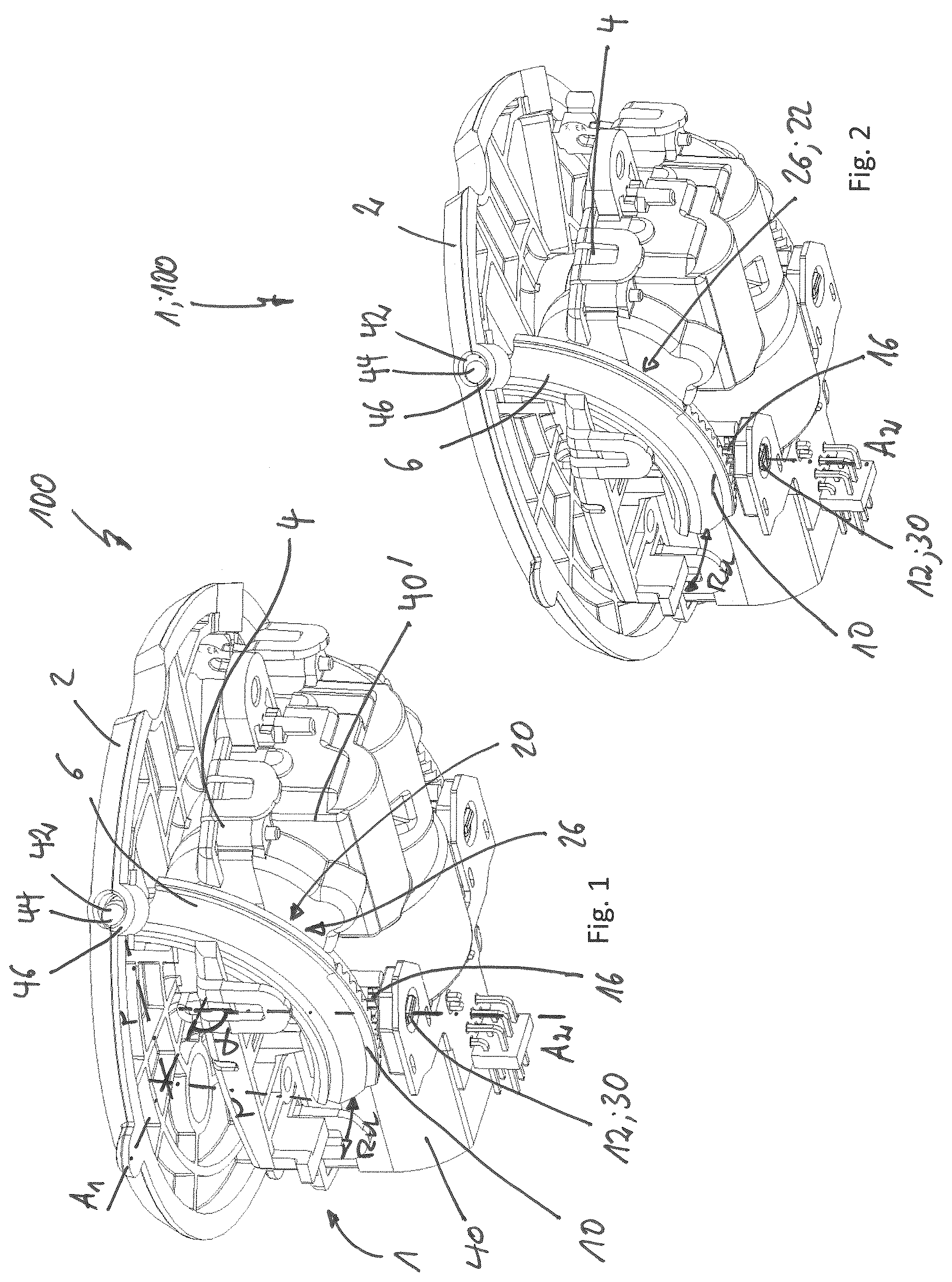 Patent US12304393 Figure 1 – View adjusting mechanism and adjusting means for such a view adjusting mechanism