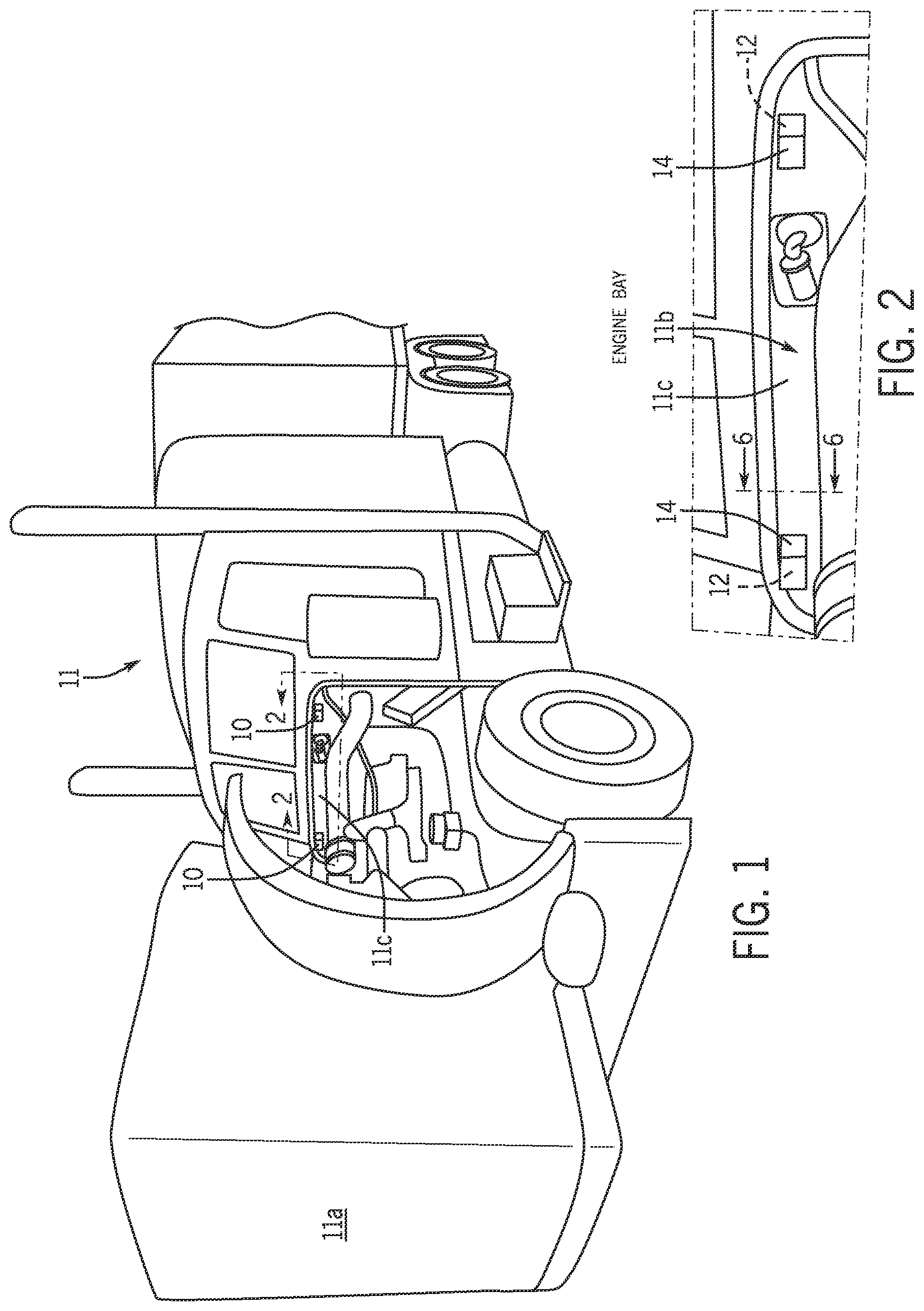 Patent US12304398 Figure 1 – Apparatus and method for eliminating hood noises in tractor trailer trucks