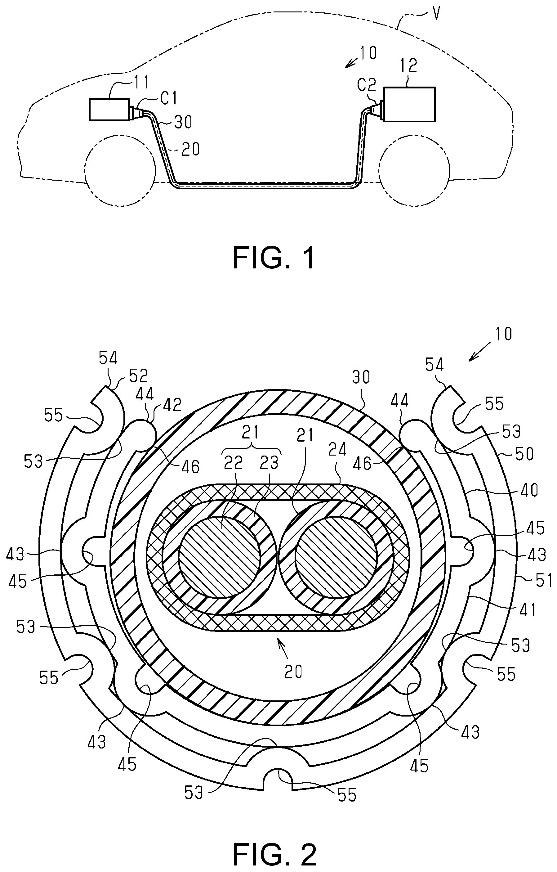 Patent US12304400 Figure 1 – Wire harness with first and second path restrictors and formed air layer
