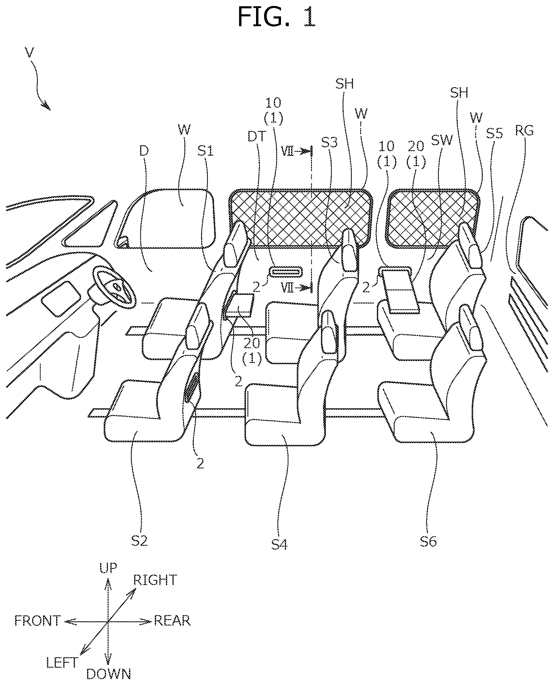 Patent US12304404 Figure 1 – Attachment structure for functional component and interior member