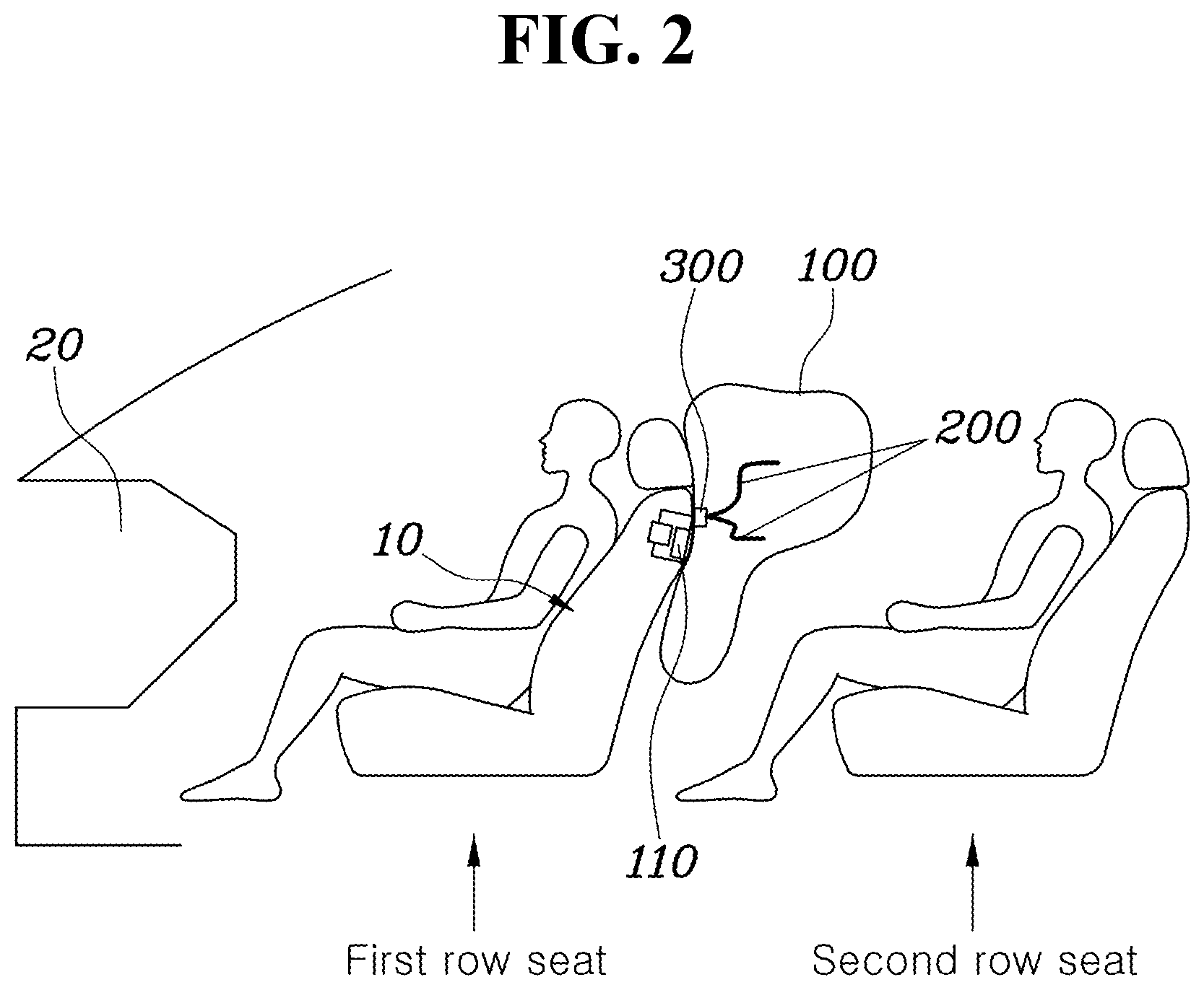 Patent US12304411 Figure 2 – Airbag device and method for controlling deployment