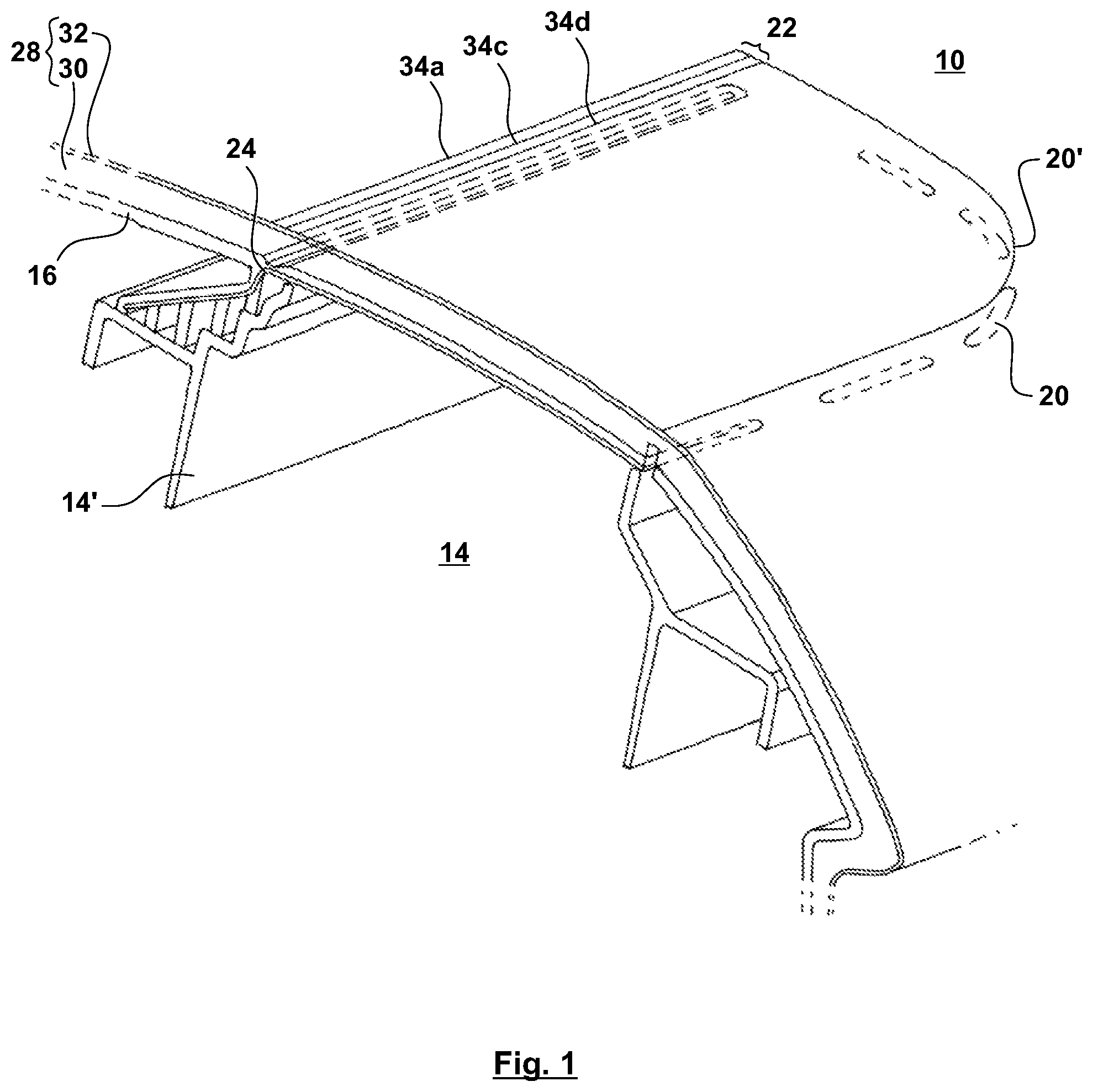 Patent US12304415 — Cover for an airbag device, interior trim part and method for manufacturing a cover — Figure 1