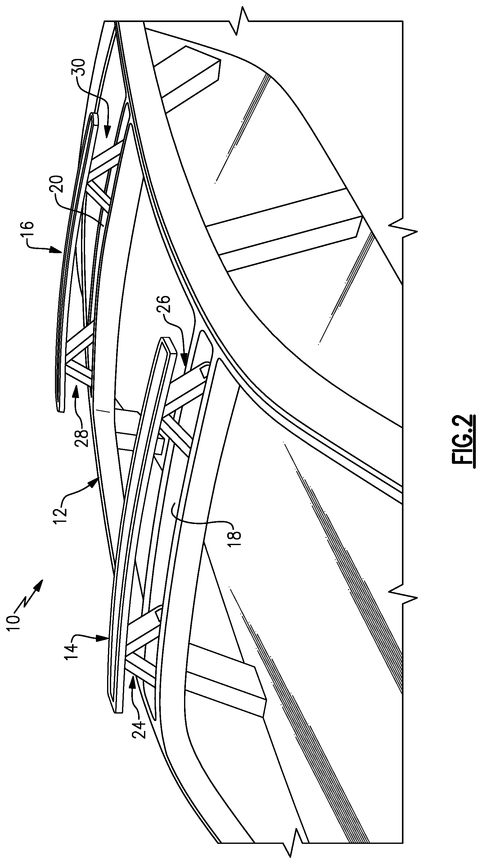 Patent US12304431 Figure 2 – Vehicle with selectively deployable roof rails