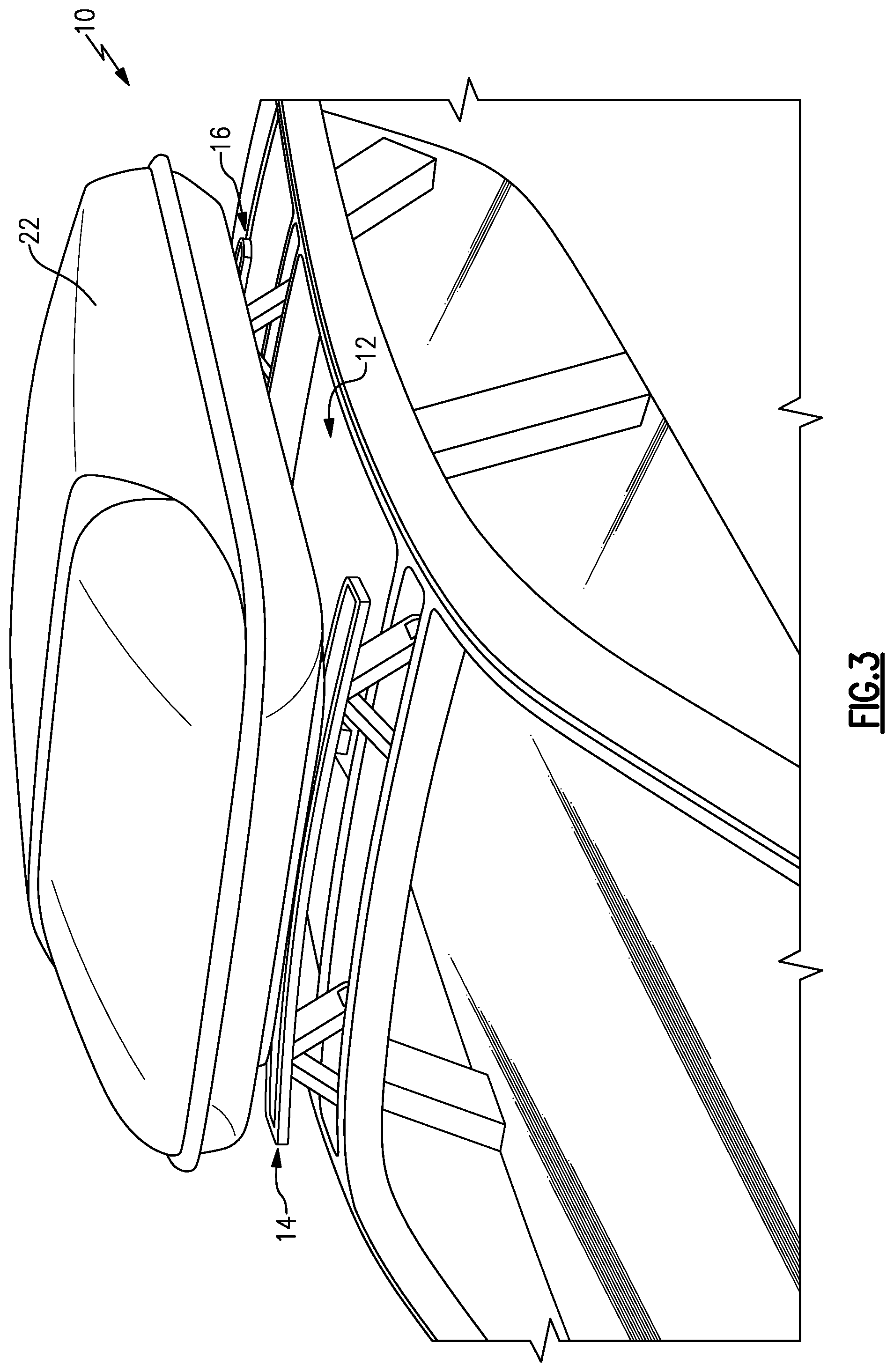 Patent US12304431 Figure 3 – Vehicle with selectively deployable roof rails